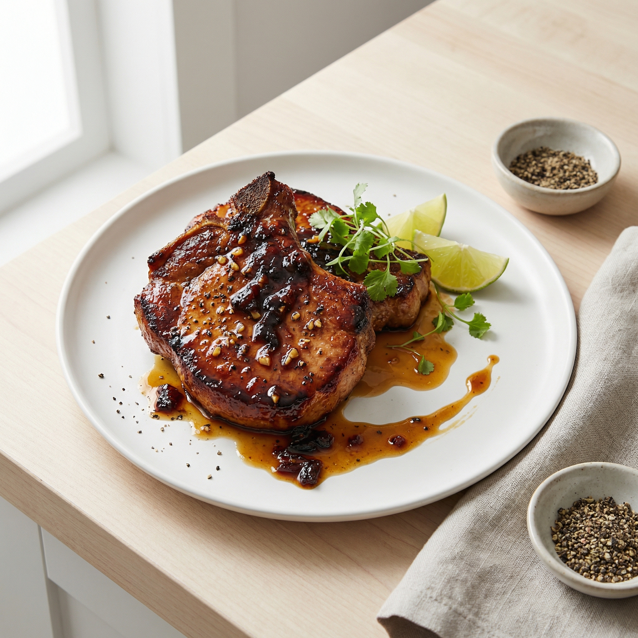 Pan-Fried Pork Chops with Sweet BBQ Sauce