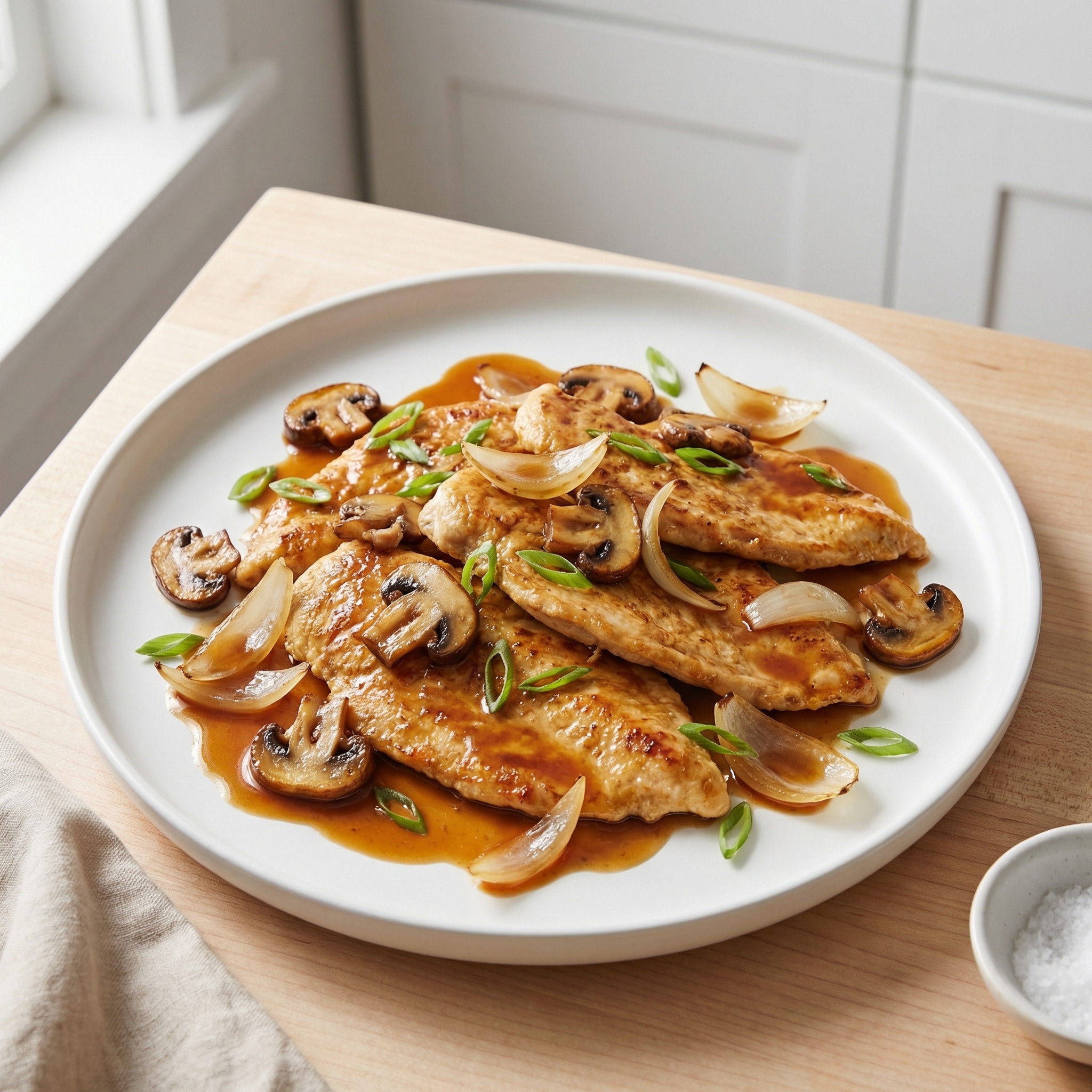 Caramelized Chicken Marsala with Sweet Wine Sauce