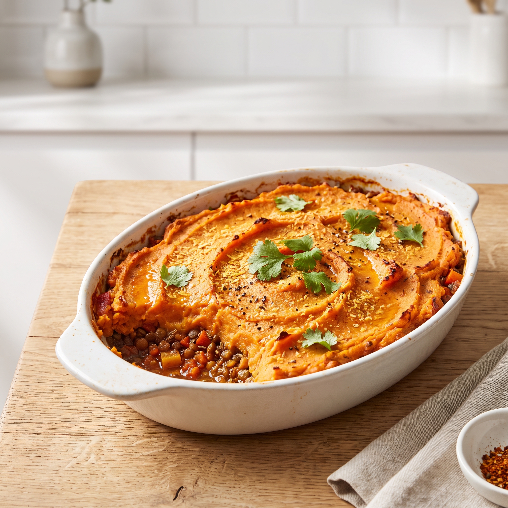 Sweet Potato–Topped Vegan Shepherd’s Pie