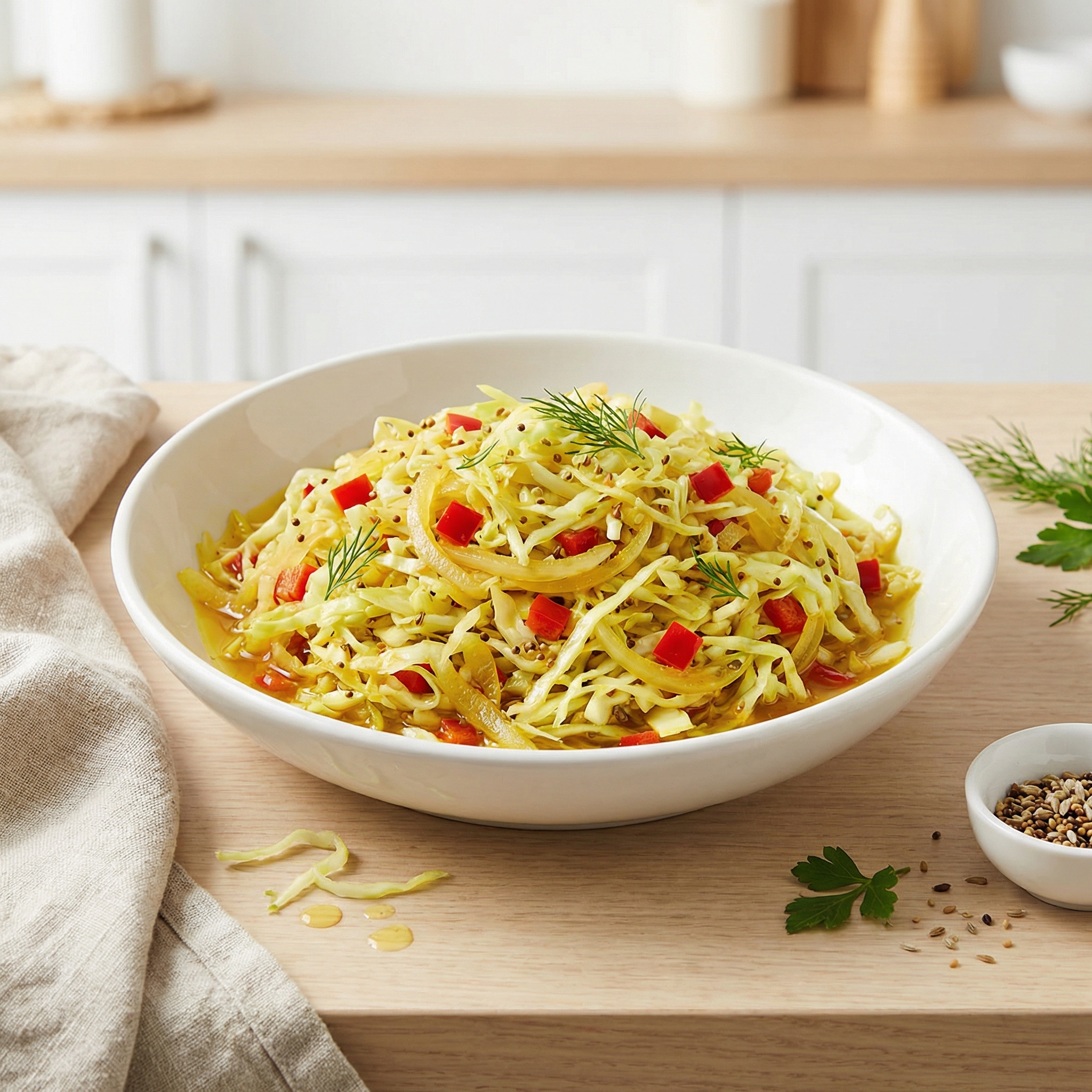 Cabbage, Red Pepper, and Onion Pickle