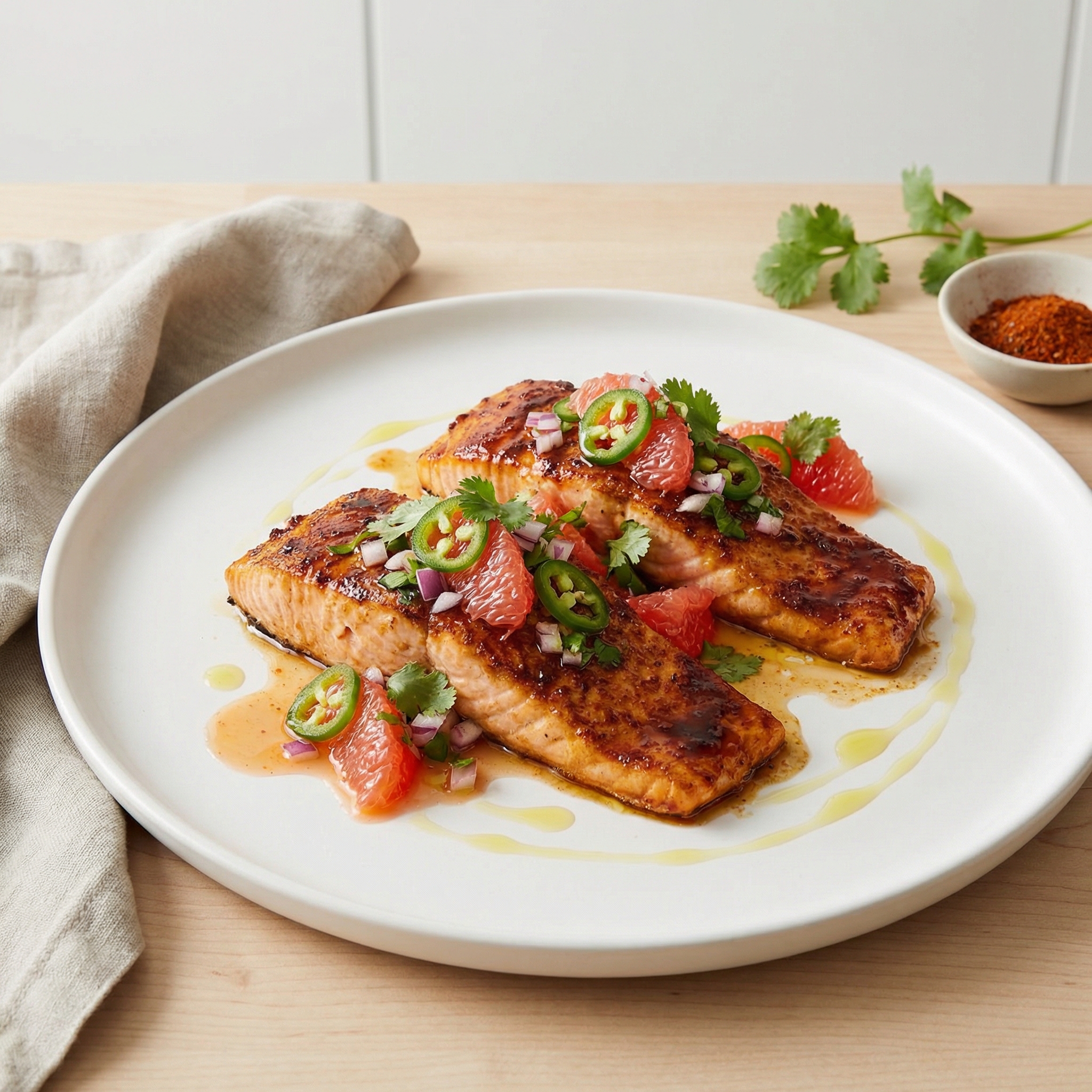 Sweet and Spicy Salmon with Grapefruit Salsa