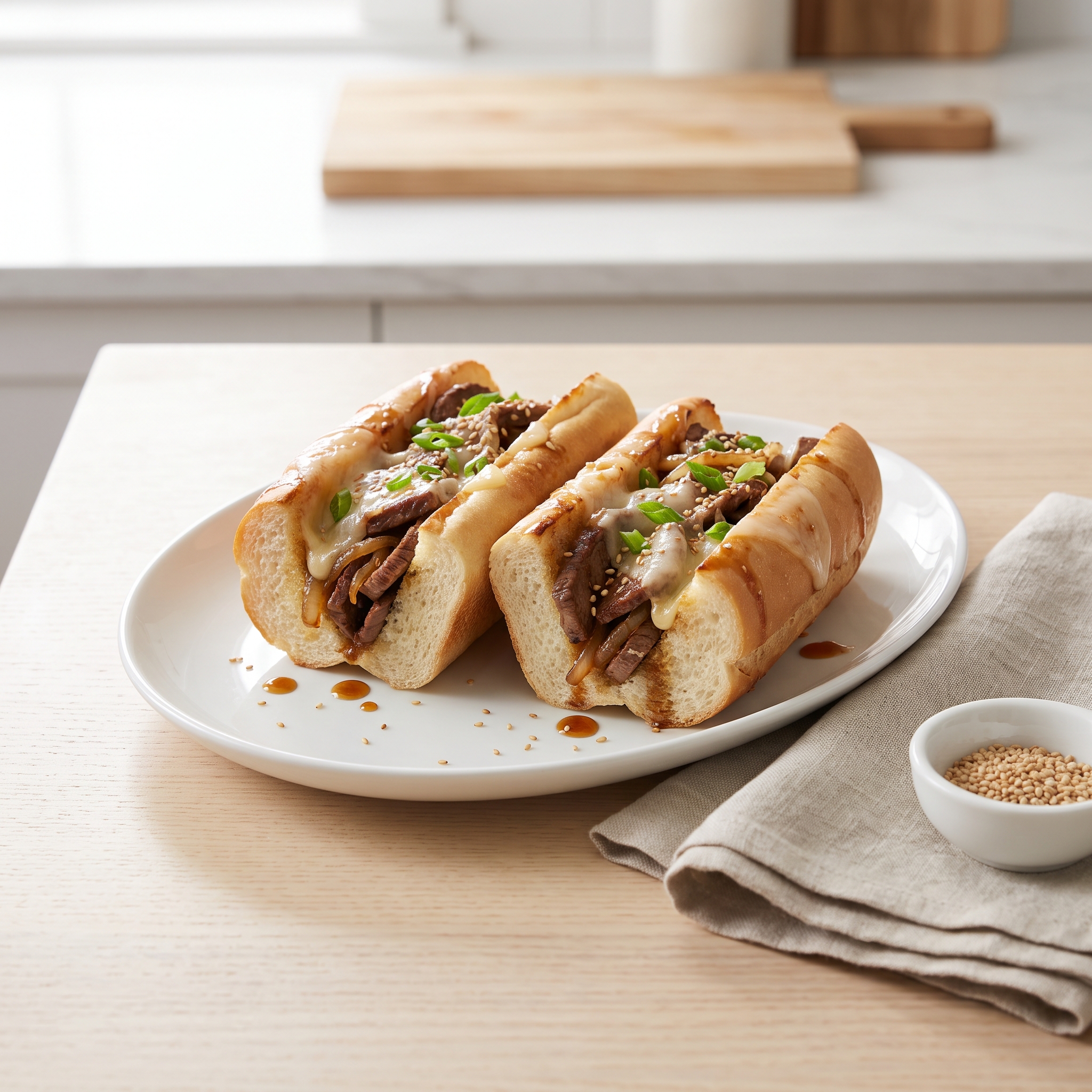 Teriyaki Philly Cheesesteak Sandwiches