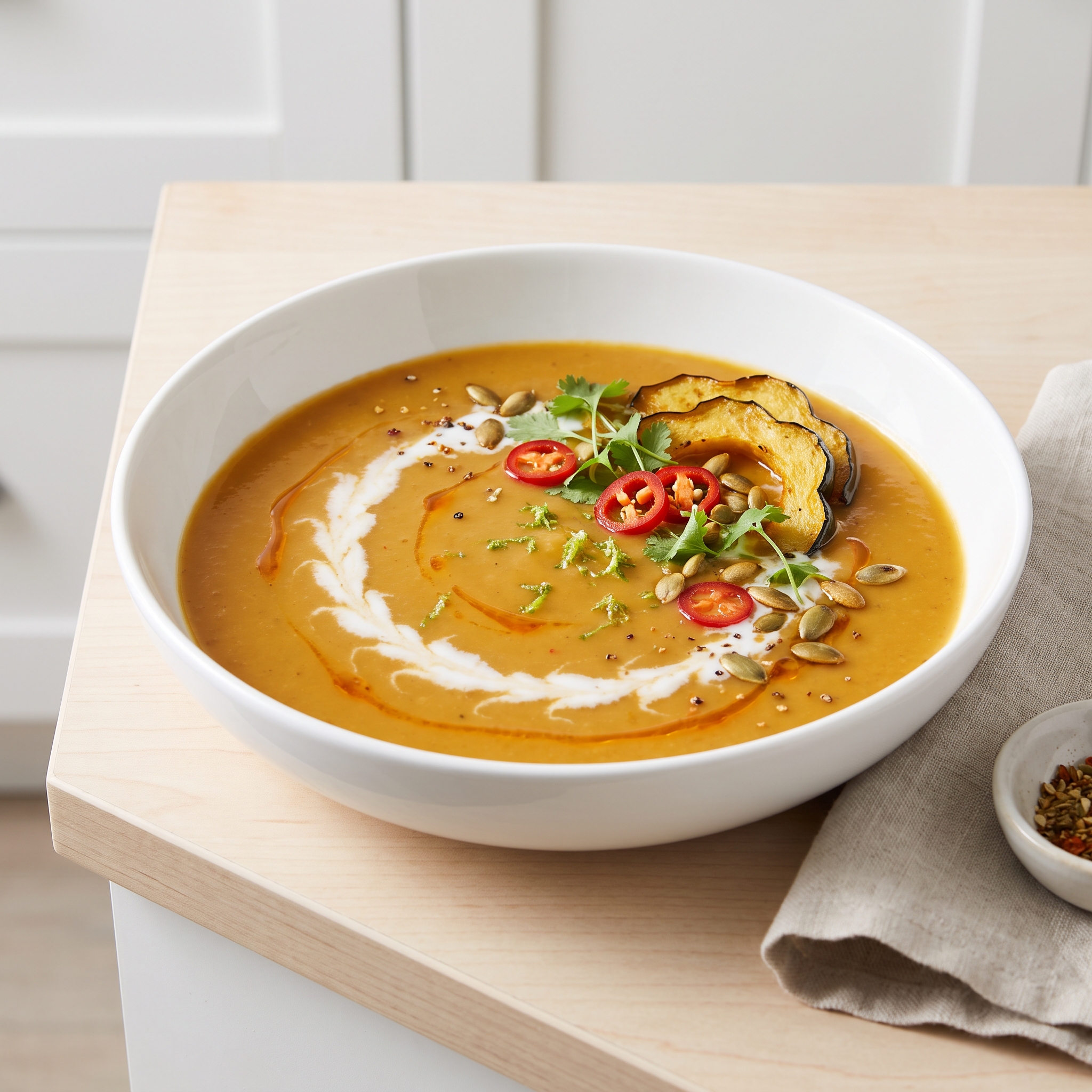 Thai-Inspired Roasted Acorn Squash Soup (Vegan)