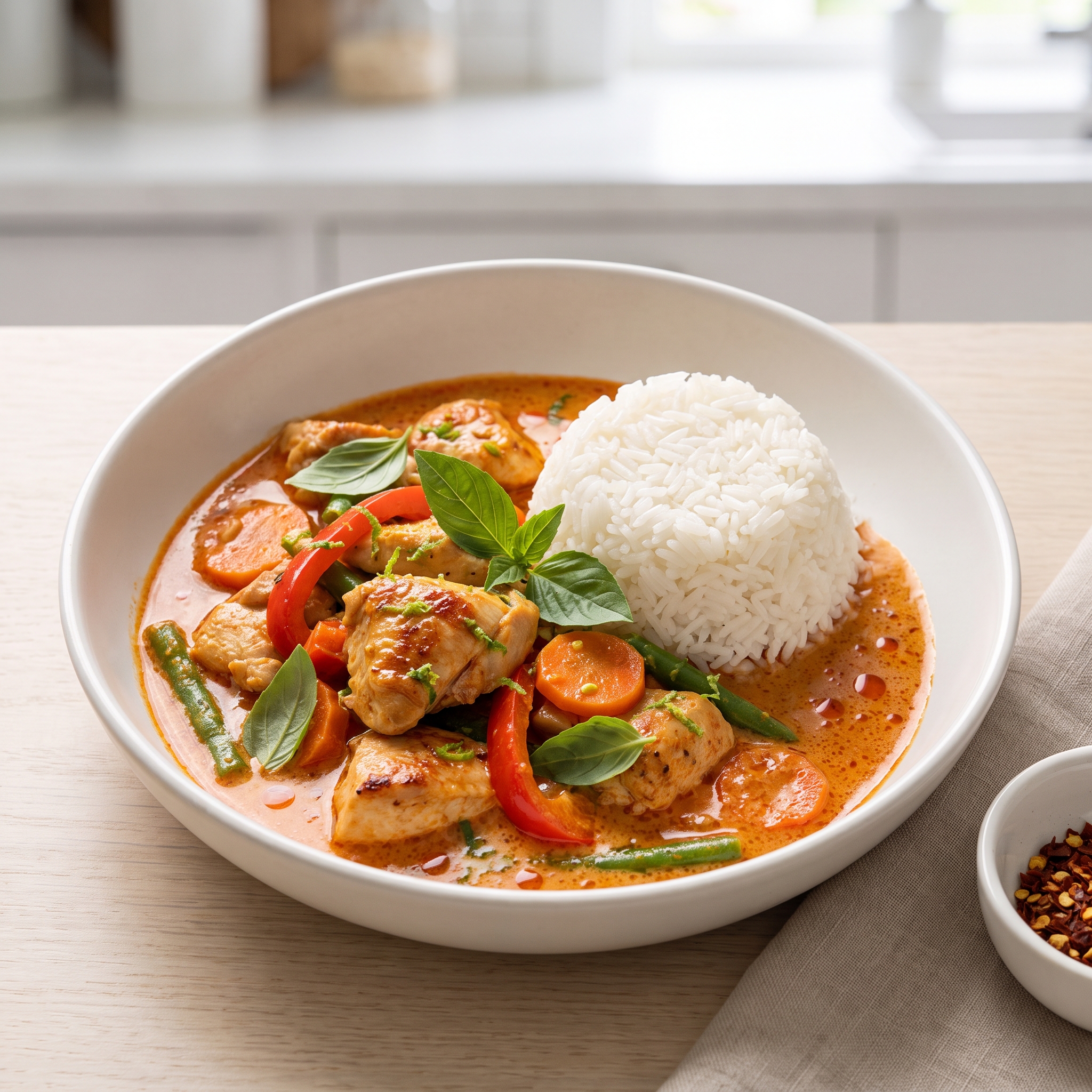 Thai Red Curry Chicken with Coconut Milk and Vegetables