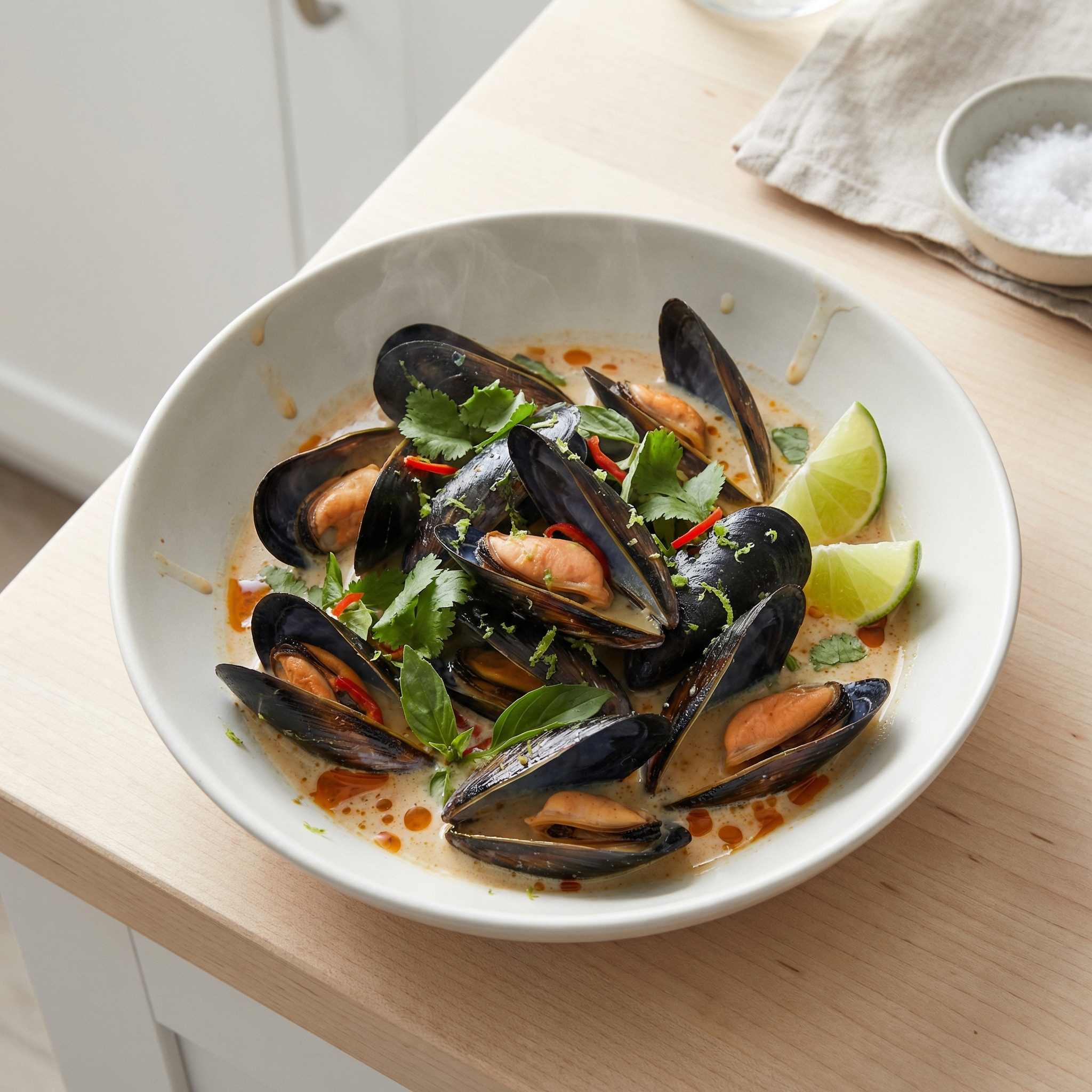 Coconut Red Curry Thai Mussels