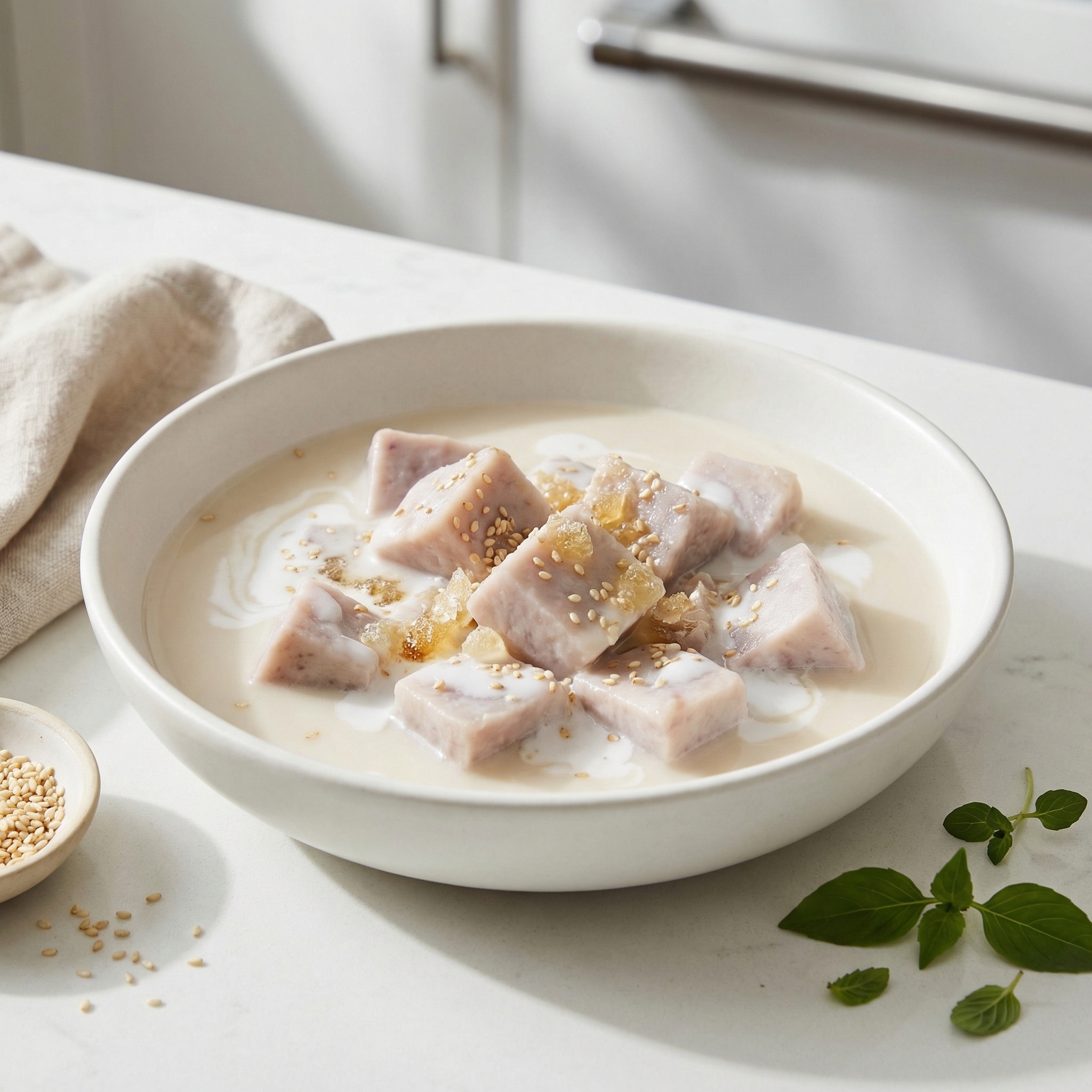 Tender Taro Root Cooked in Coconut Milk