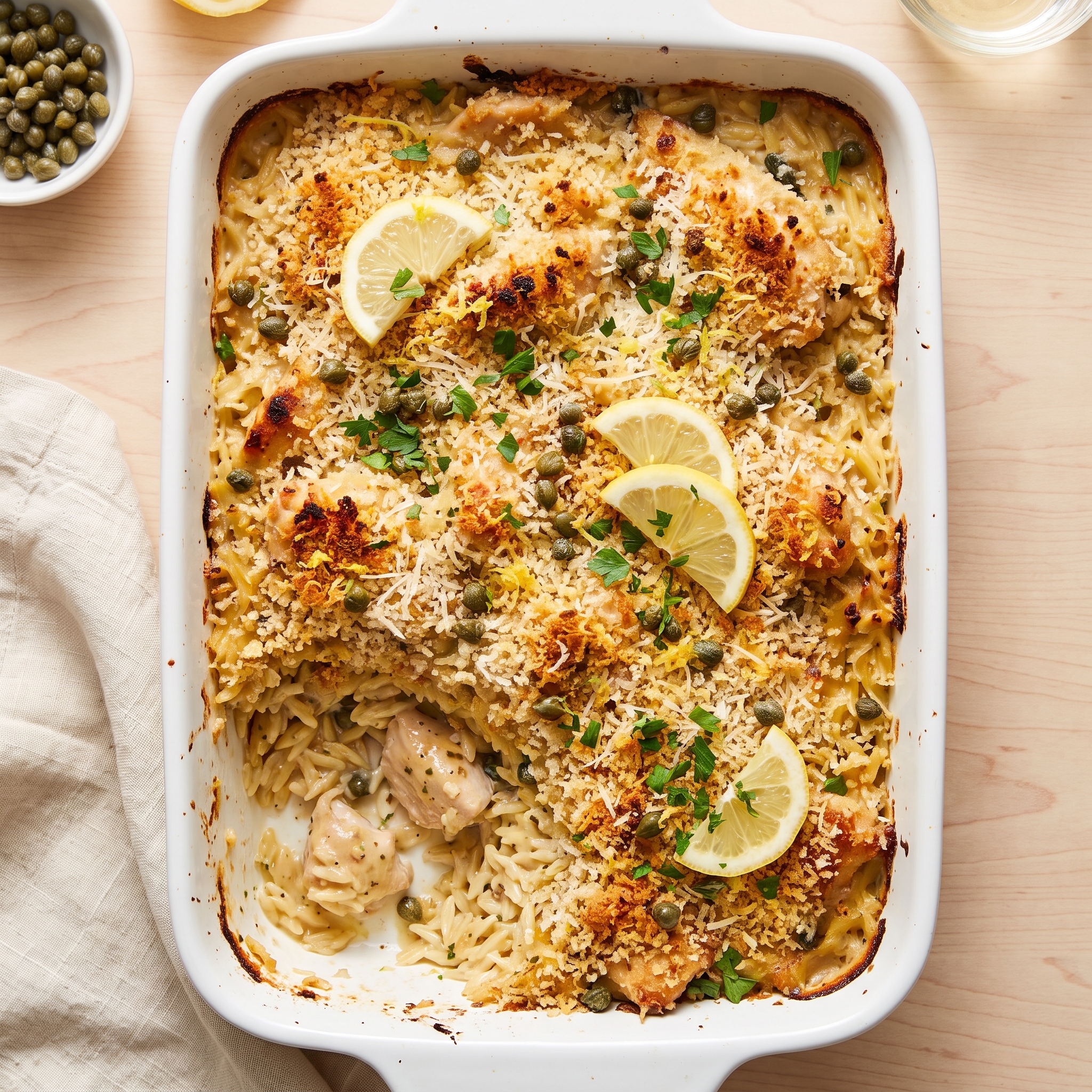 This Dump-and-Bake Chicken Piccata Casserole Is Ready in Under an Hour