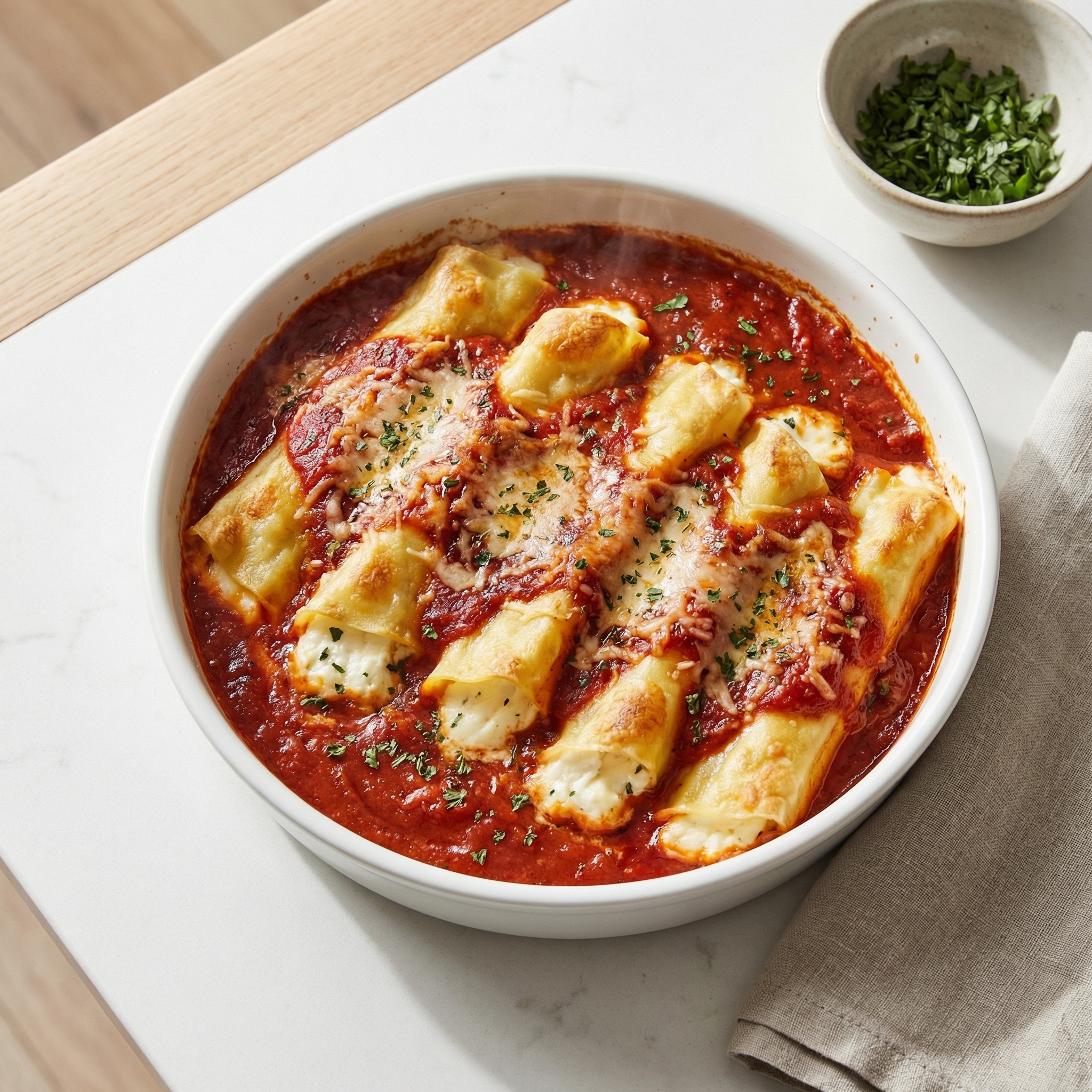 Baked Three-Cheese Manicotti