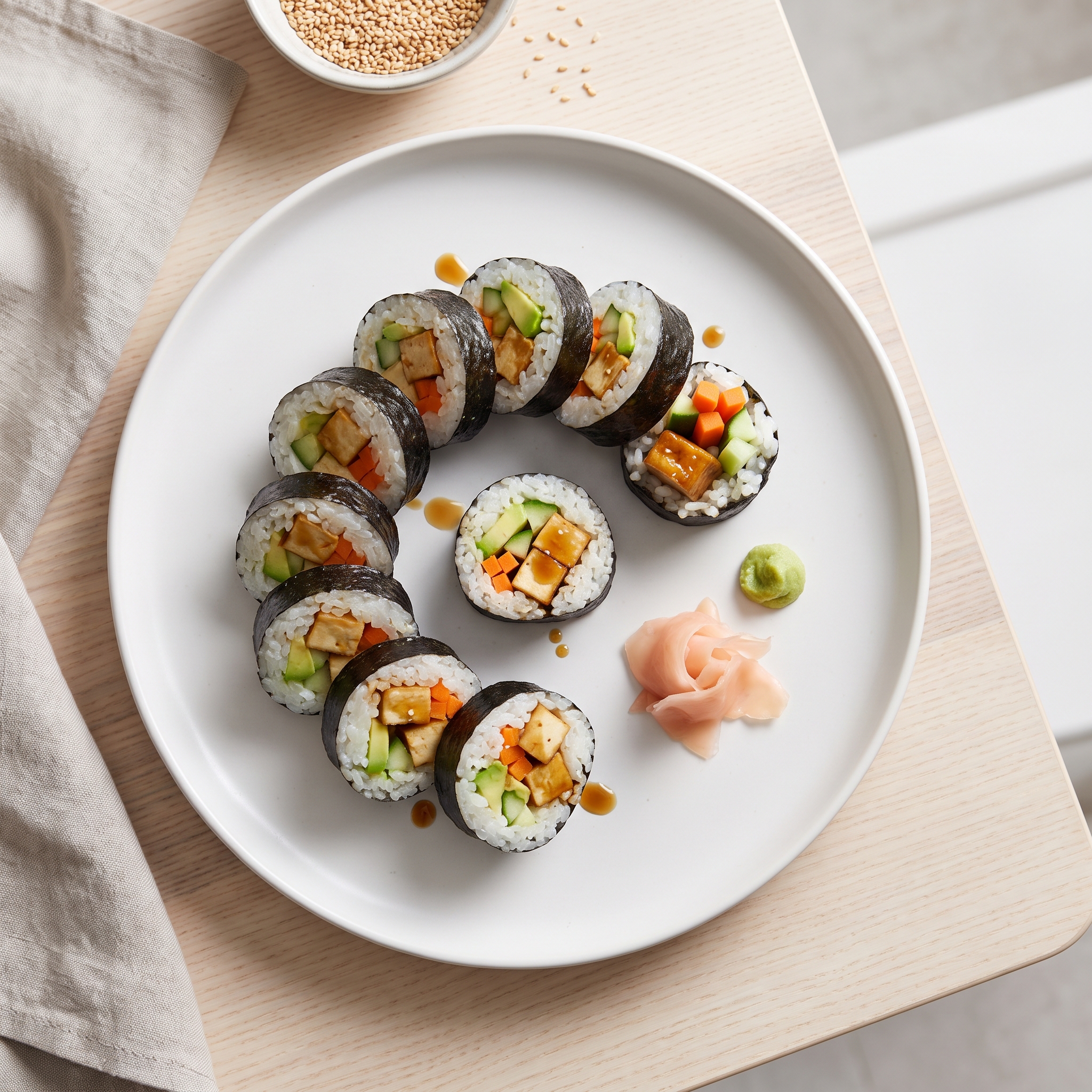 Tofu and Veggie Nori Sushi Rolls
