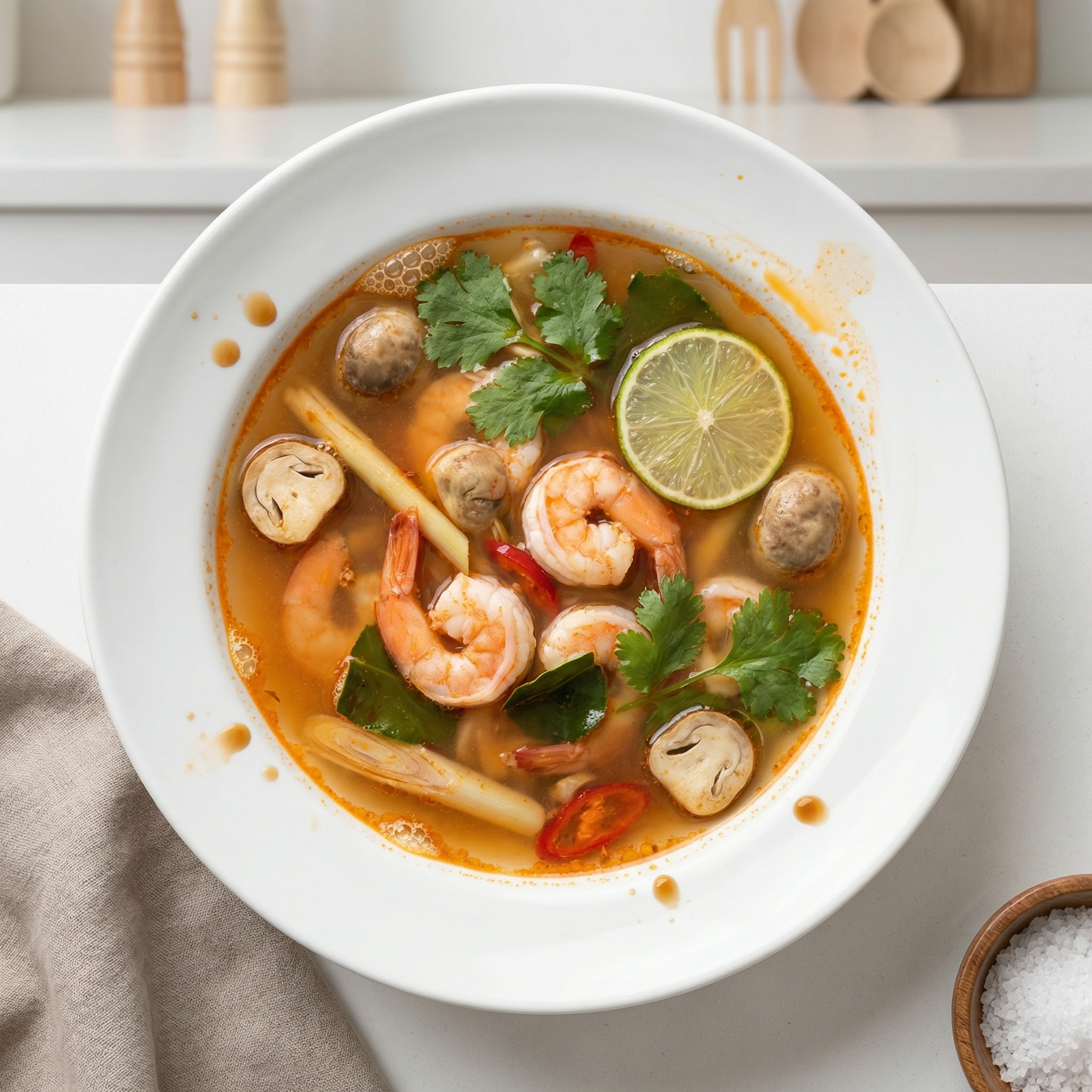 Thai Tom Yum Goong (Hot-and-Sour Shrimp Soup)