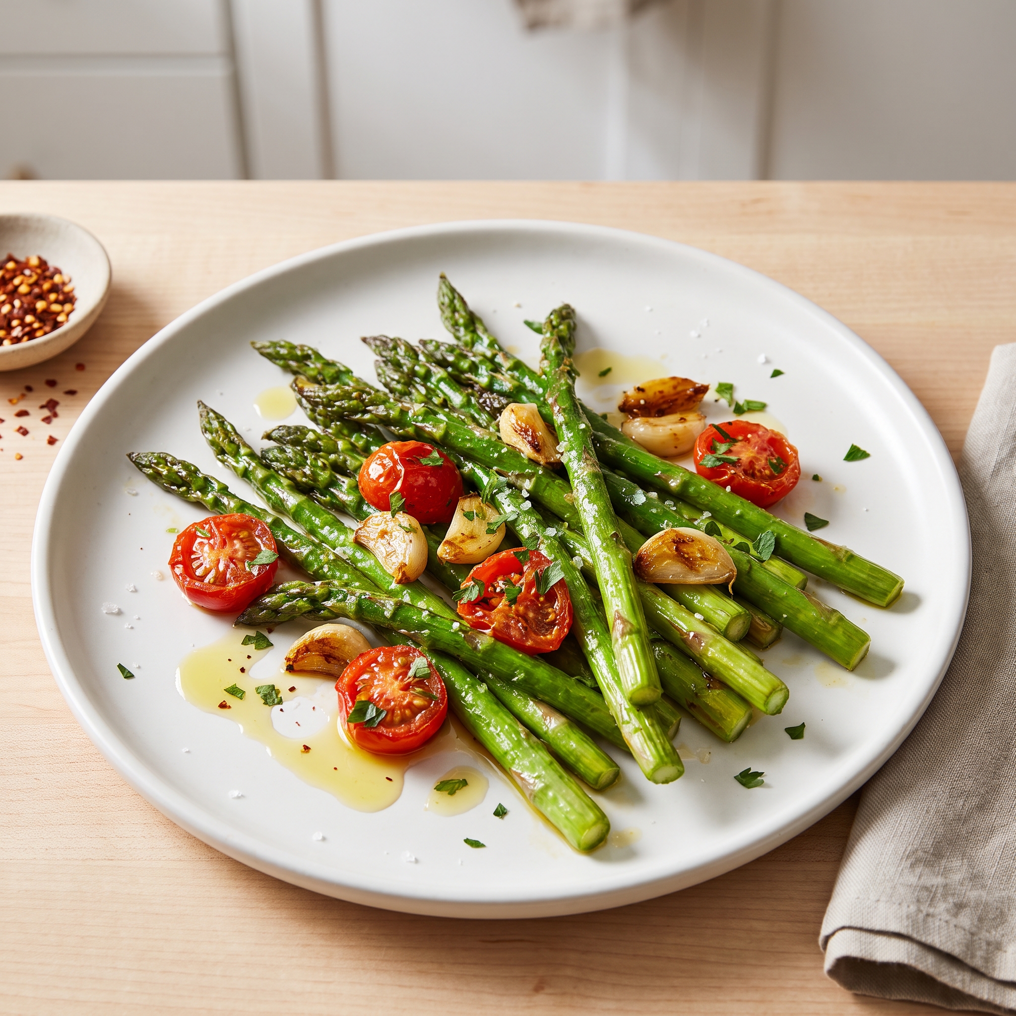 Tomato-Garlic Asparagus Medley