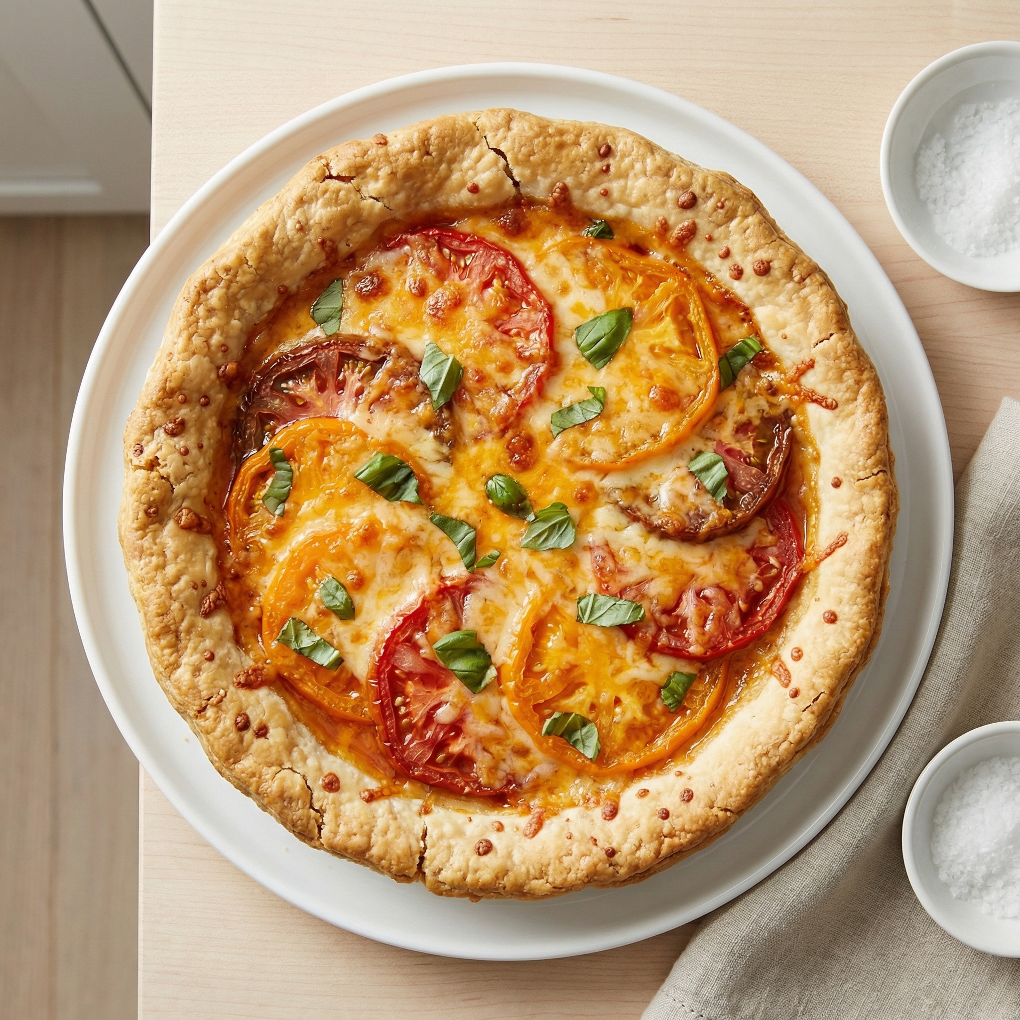 Heirloom Tomato and Basil Cheese Pie
