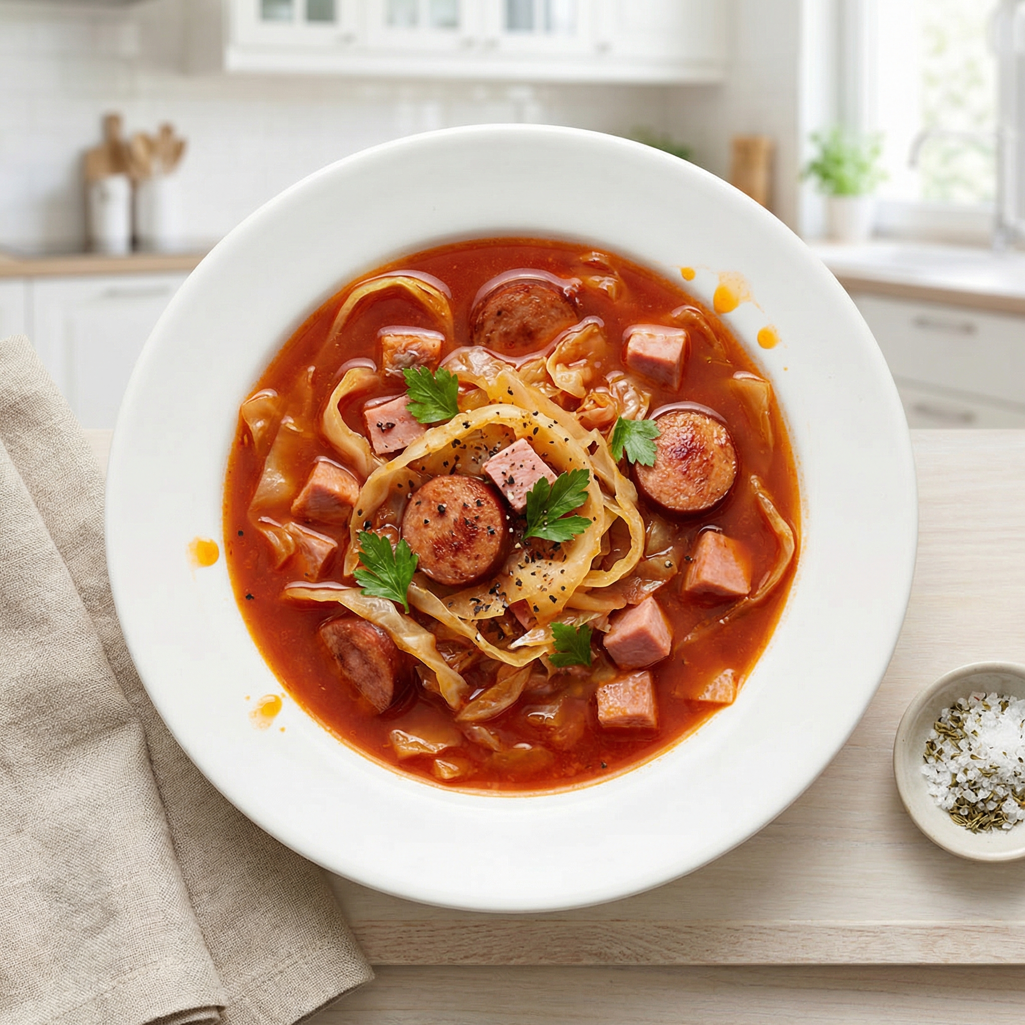 Tomato-Braised Ham and Cabbage Stew