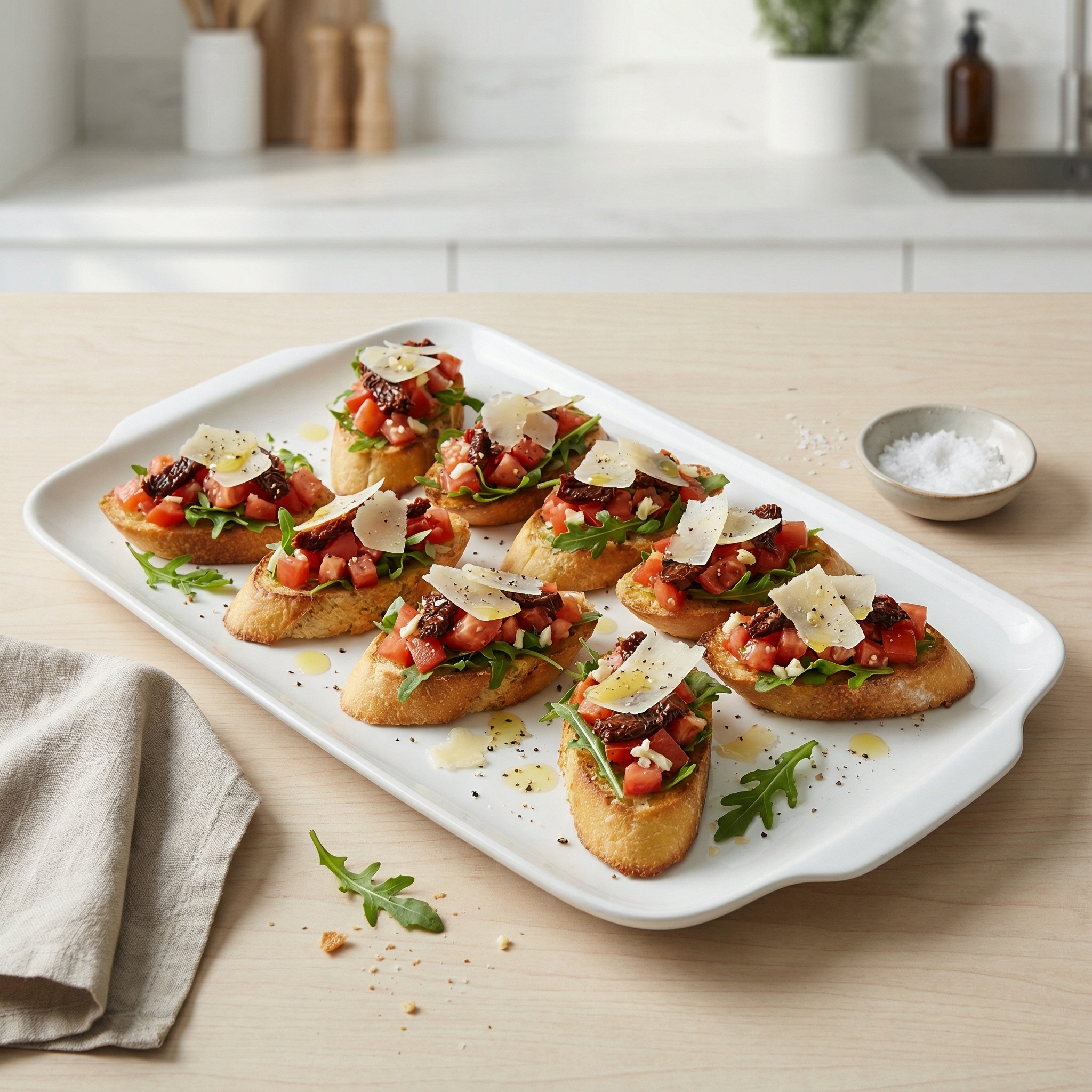 Jen's Tomato Arugula Bruschetta