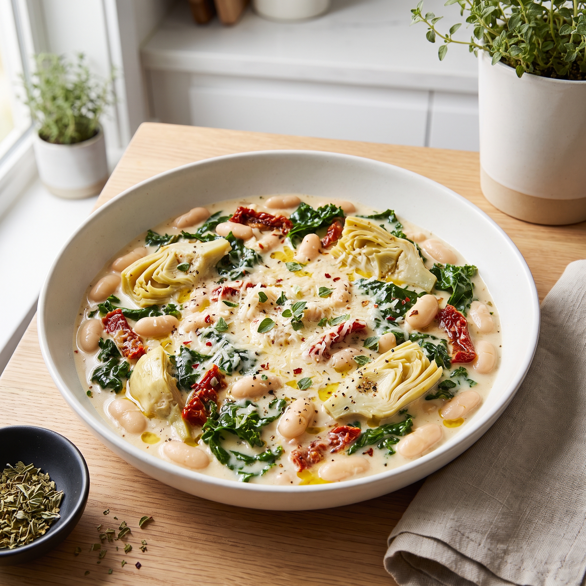 Tuscan Creamed White Beans Skillet