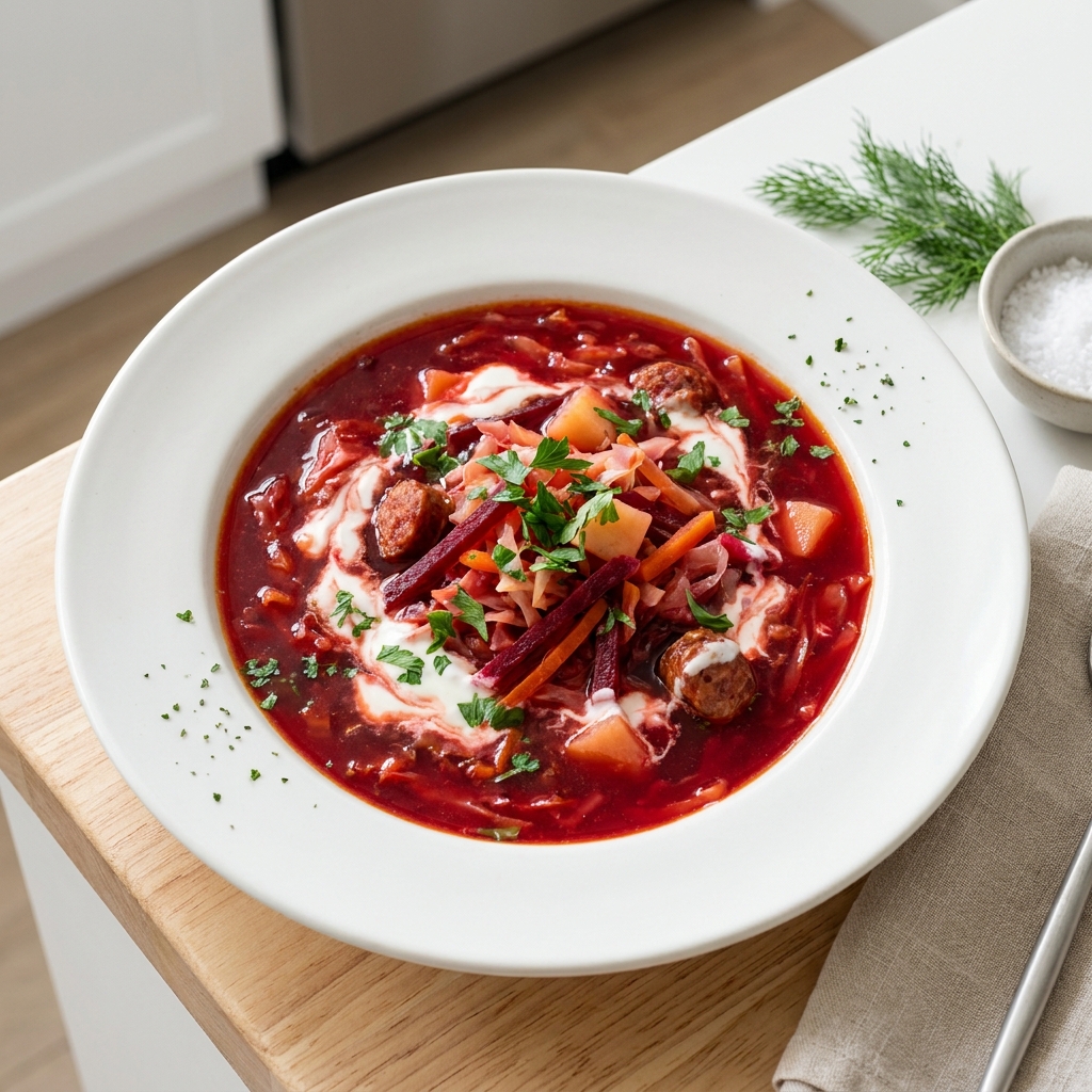 Ukrainian Red Borscht Soup