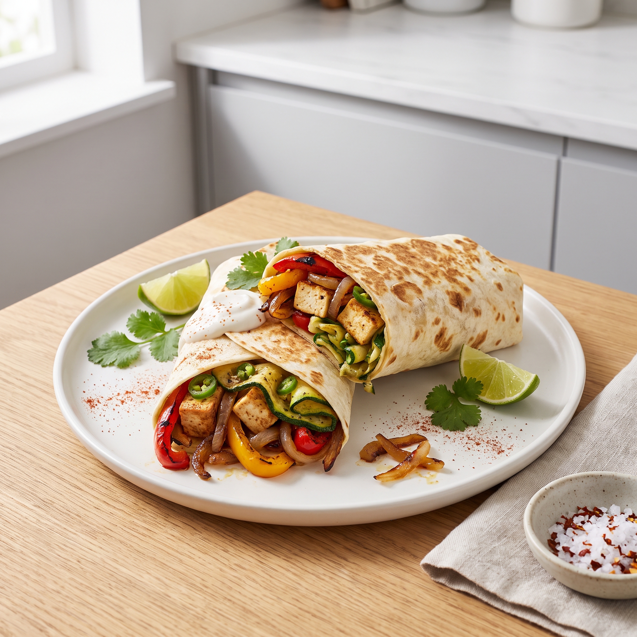 Vegan Tofu Burritos with Fajita-Style Veggies