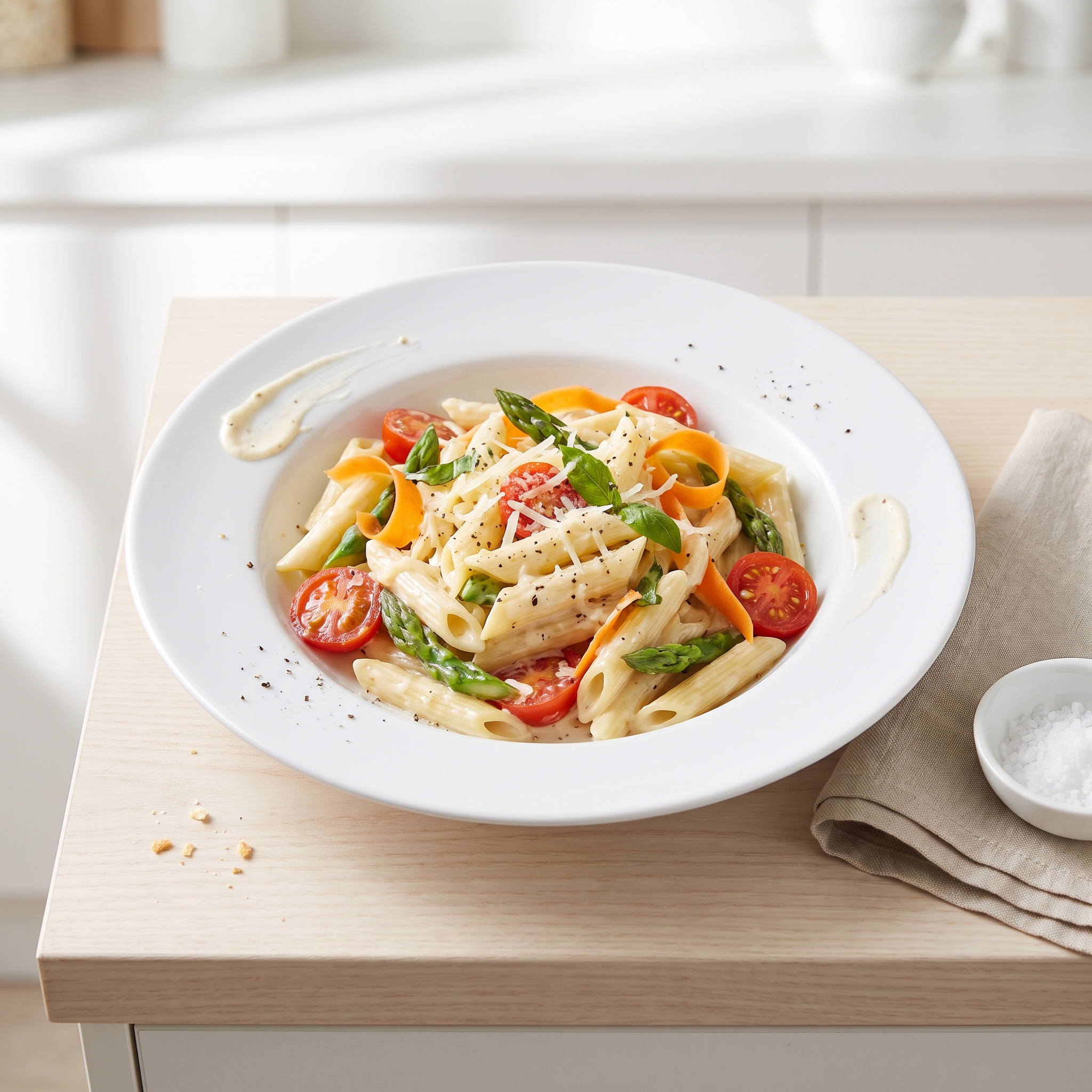 Velvety Penne Pasta Primavera