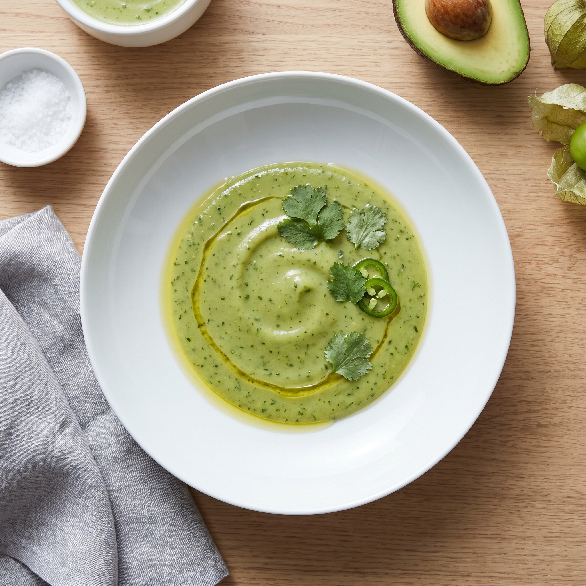 Velvety Tomatillo-Avocado Green Sauce