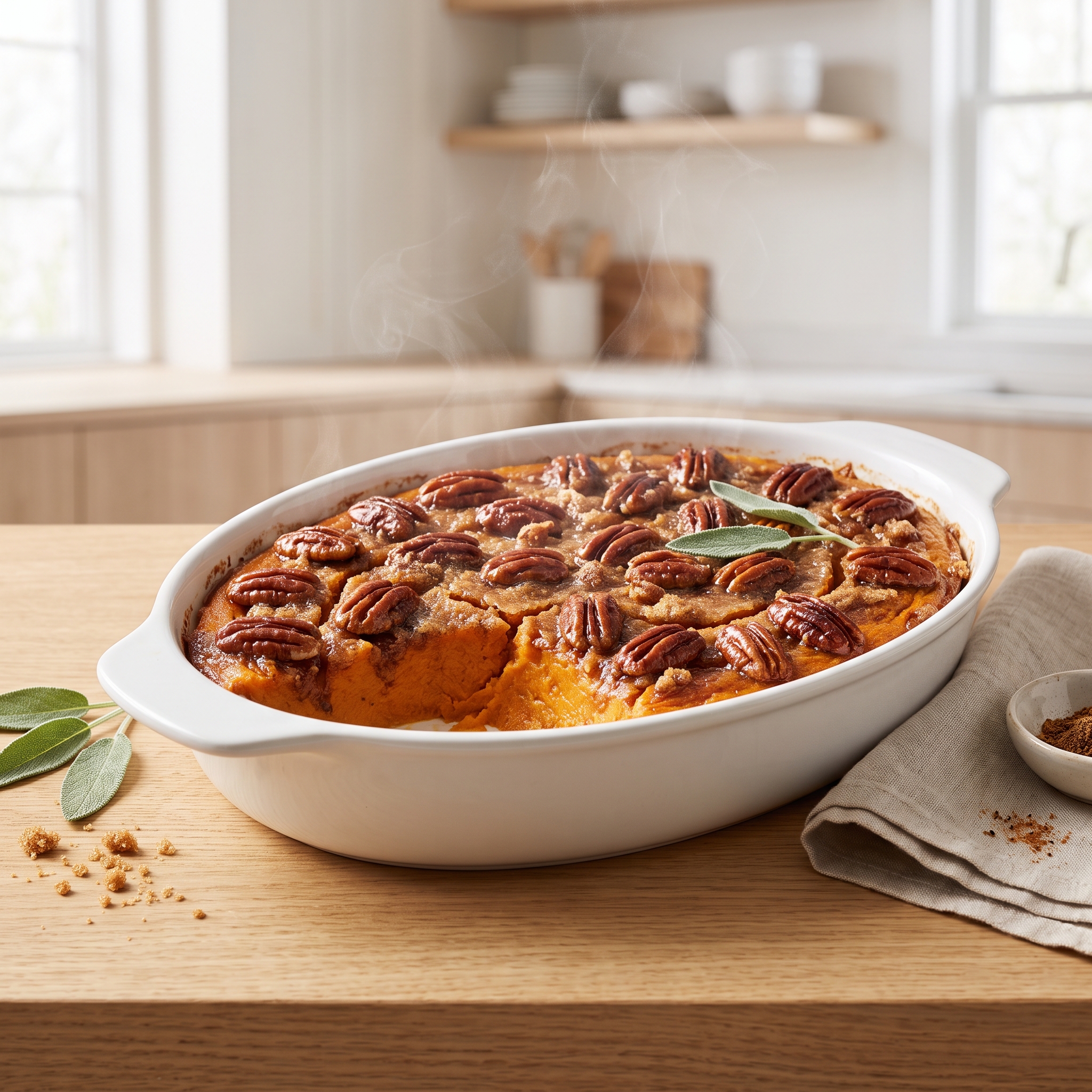 Velvety Yam Pecan Casserole