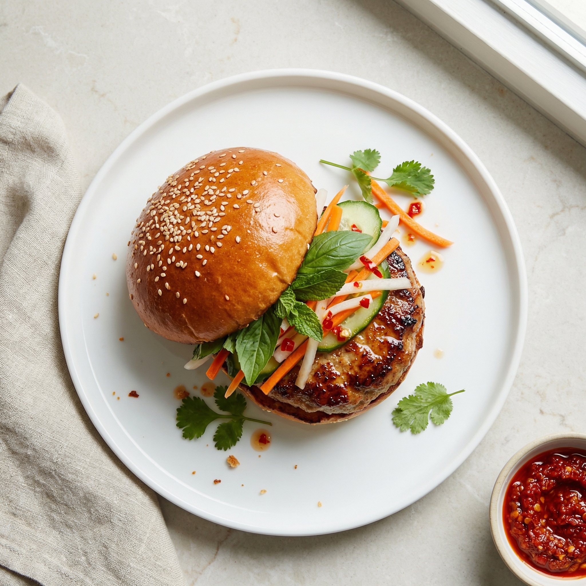 Vietnamese-Style Pork Bánh Mì Burgers