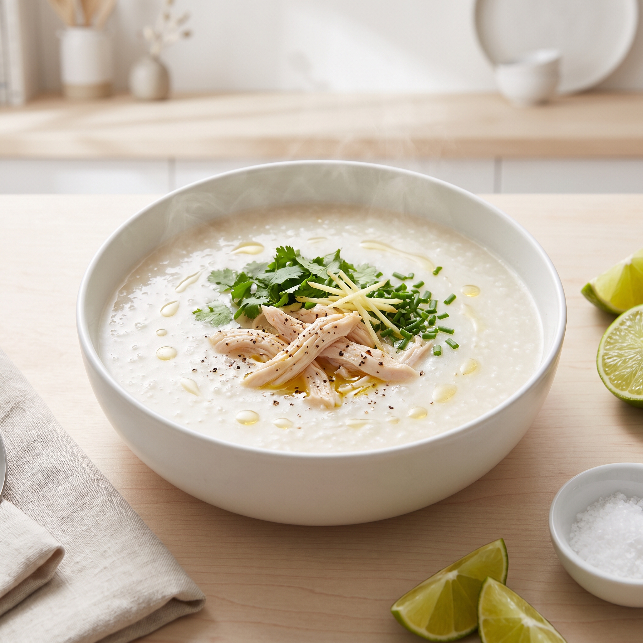 Vietnamese Chicken Congee with Long-Grain Rice
