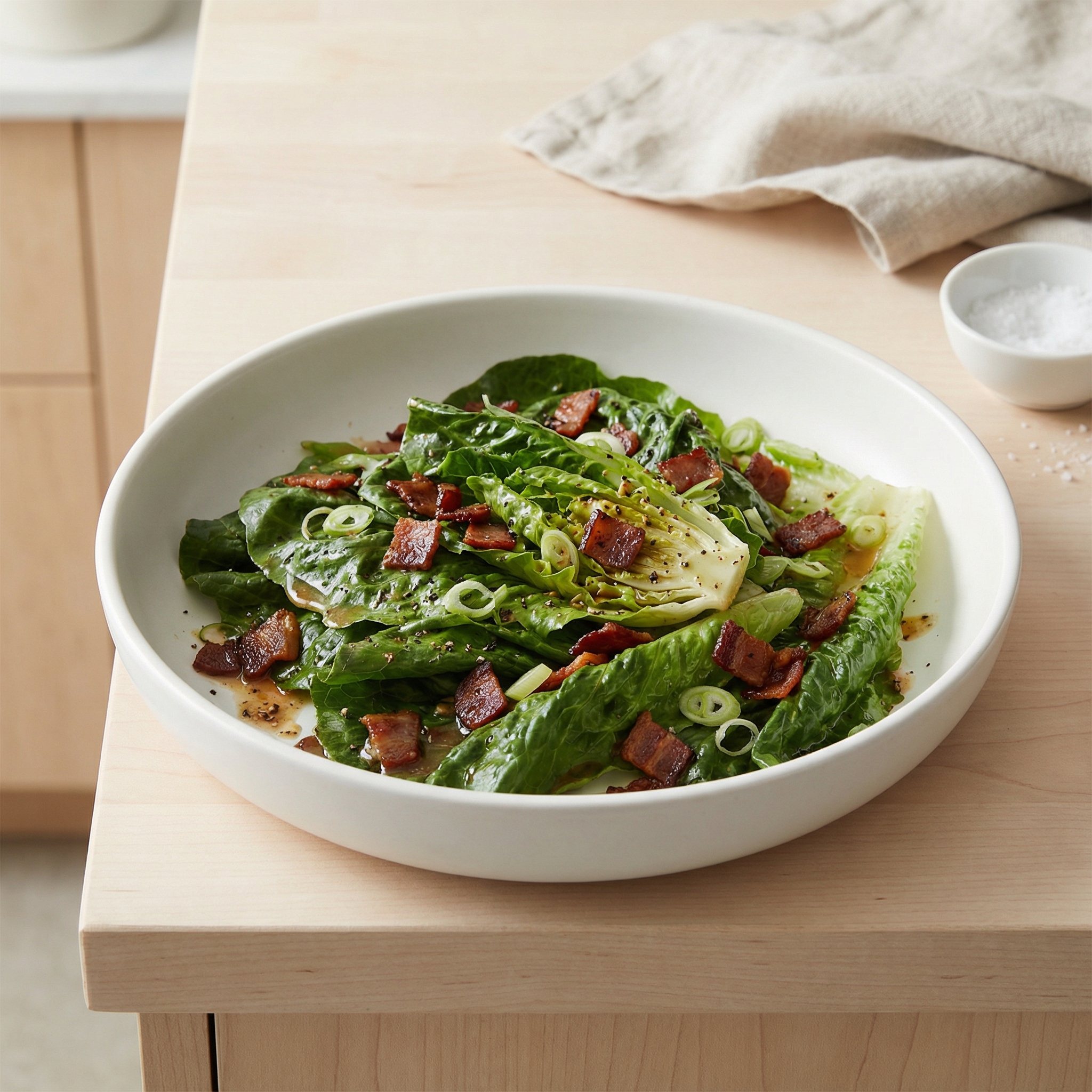 Warm Bacon-Dressed Lettuce Salad