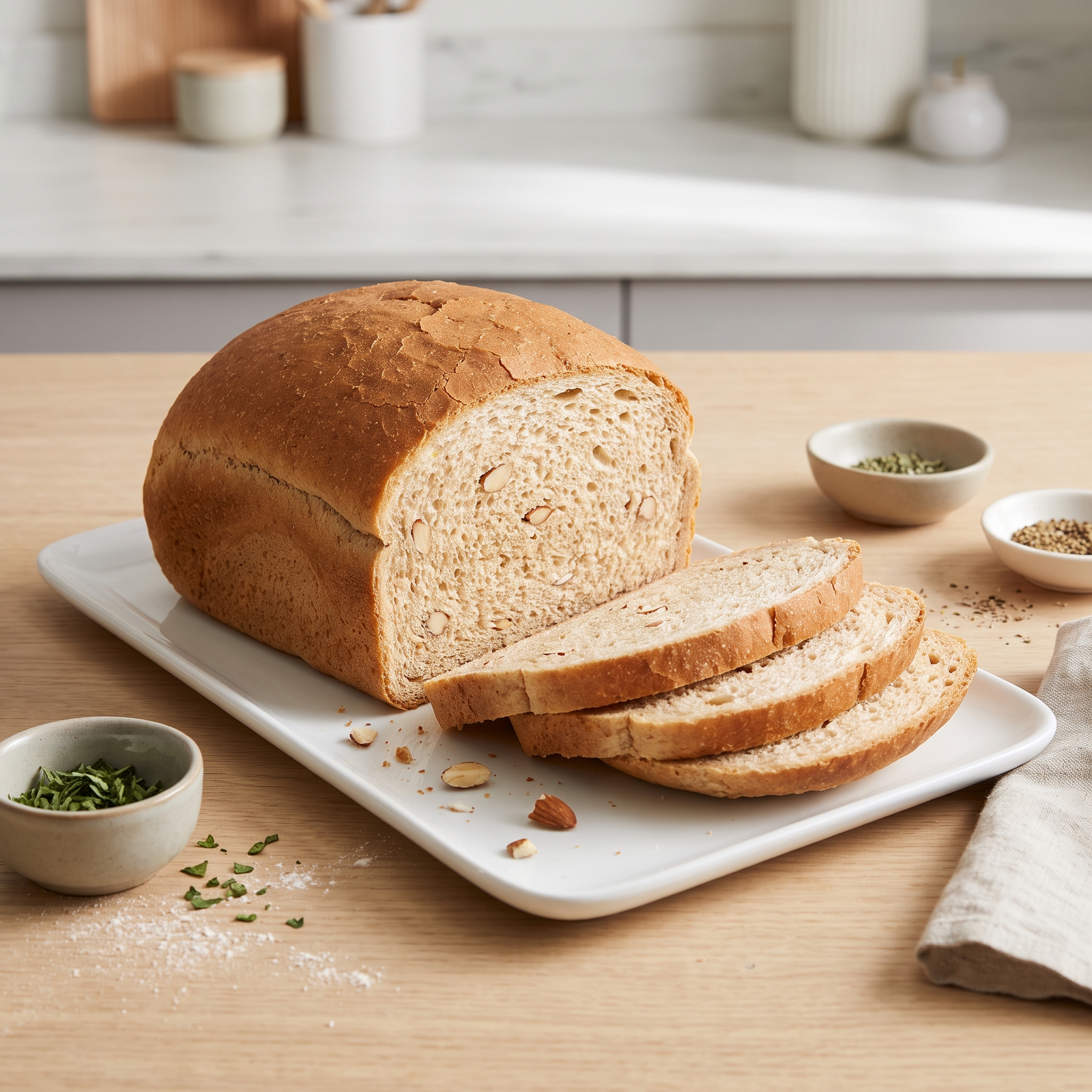 Whole Wheat Bread with Cream Cheese and Almonds