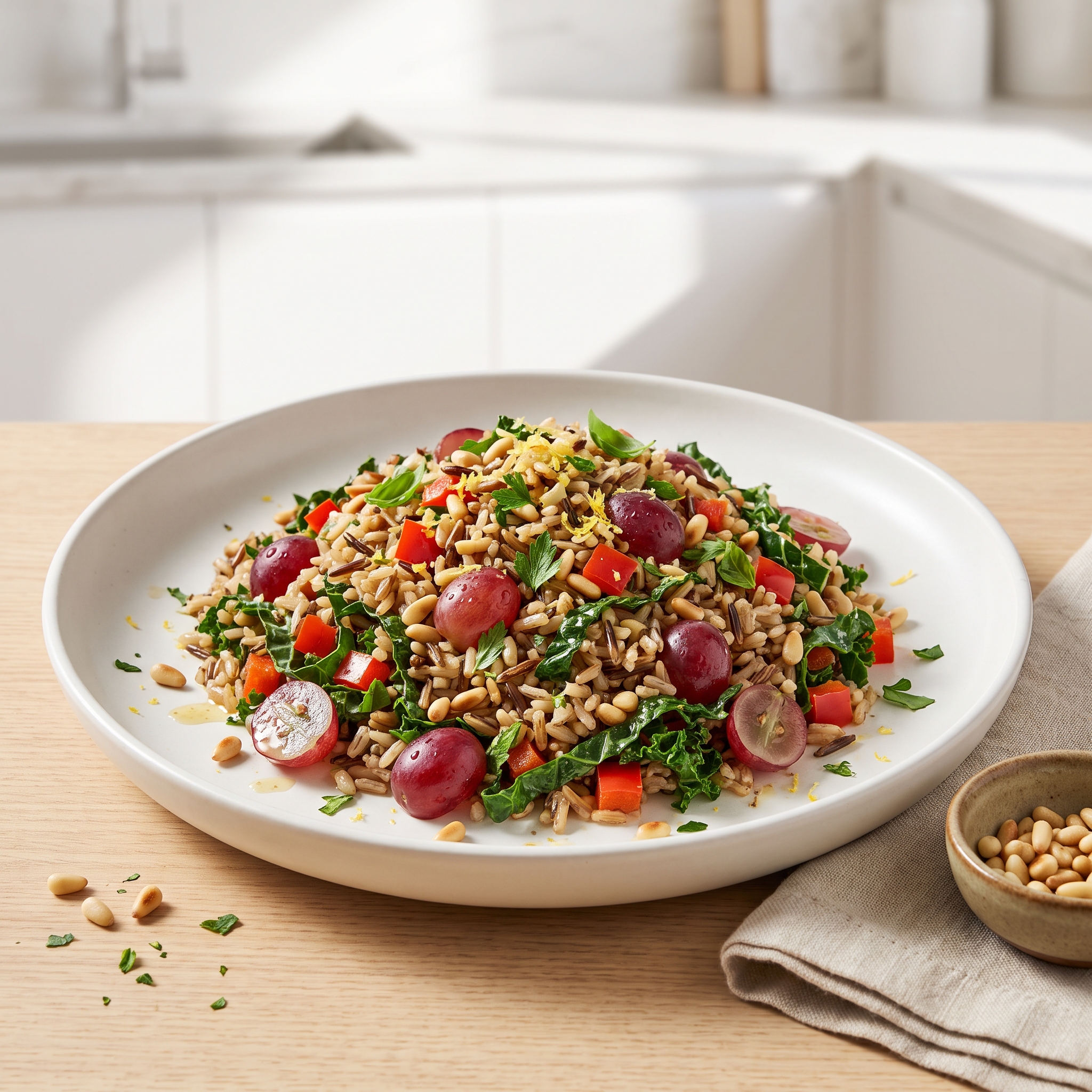 Wild & Brown Rice Kale Salad with Grapes