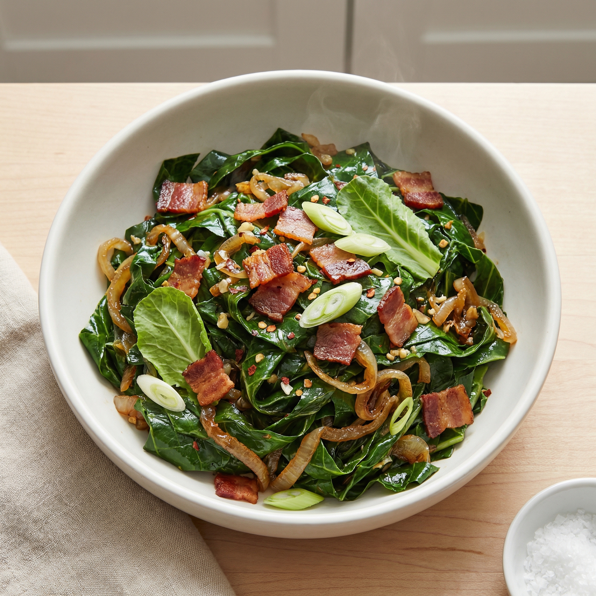 Smoky Wilted Collard Greens