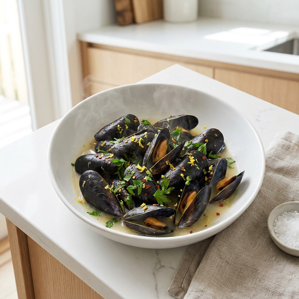Wine-Steamed Mussels