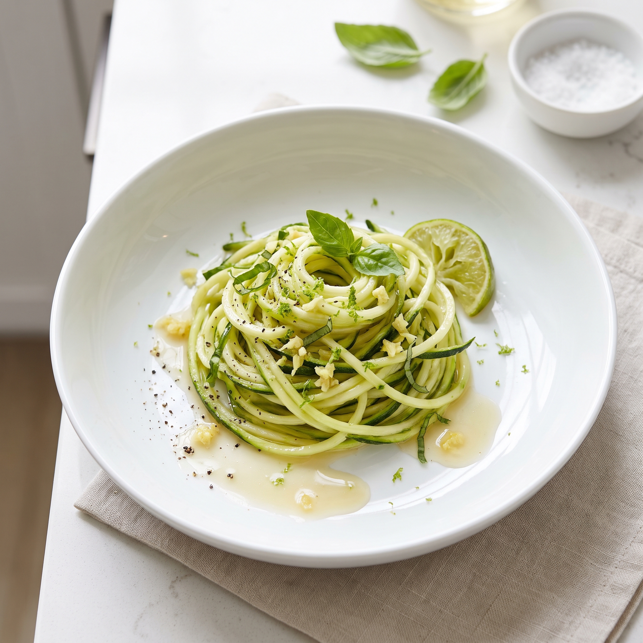 Zucchini Noodles with Basil, Lime, and Ginger