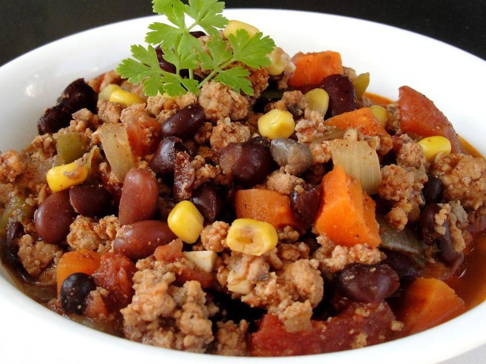 Turkey Chili with Black Beans and Chickpeas
