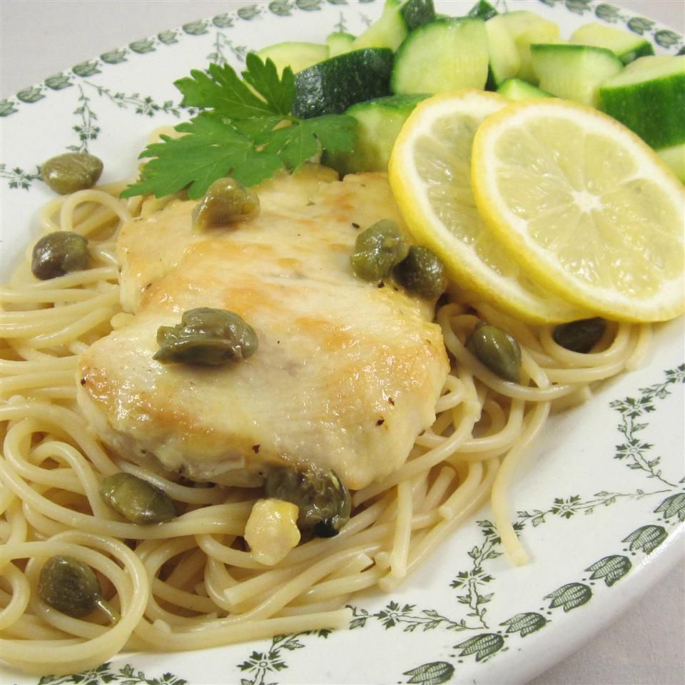 Lemon-Caper Chicken Piccata over Fettuccine