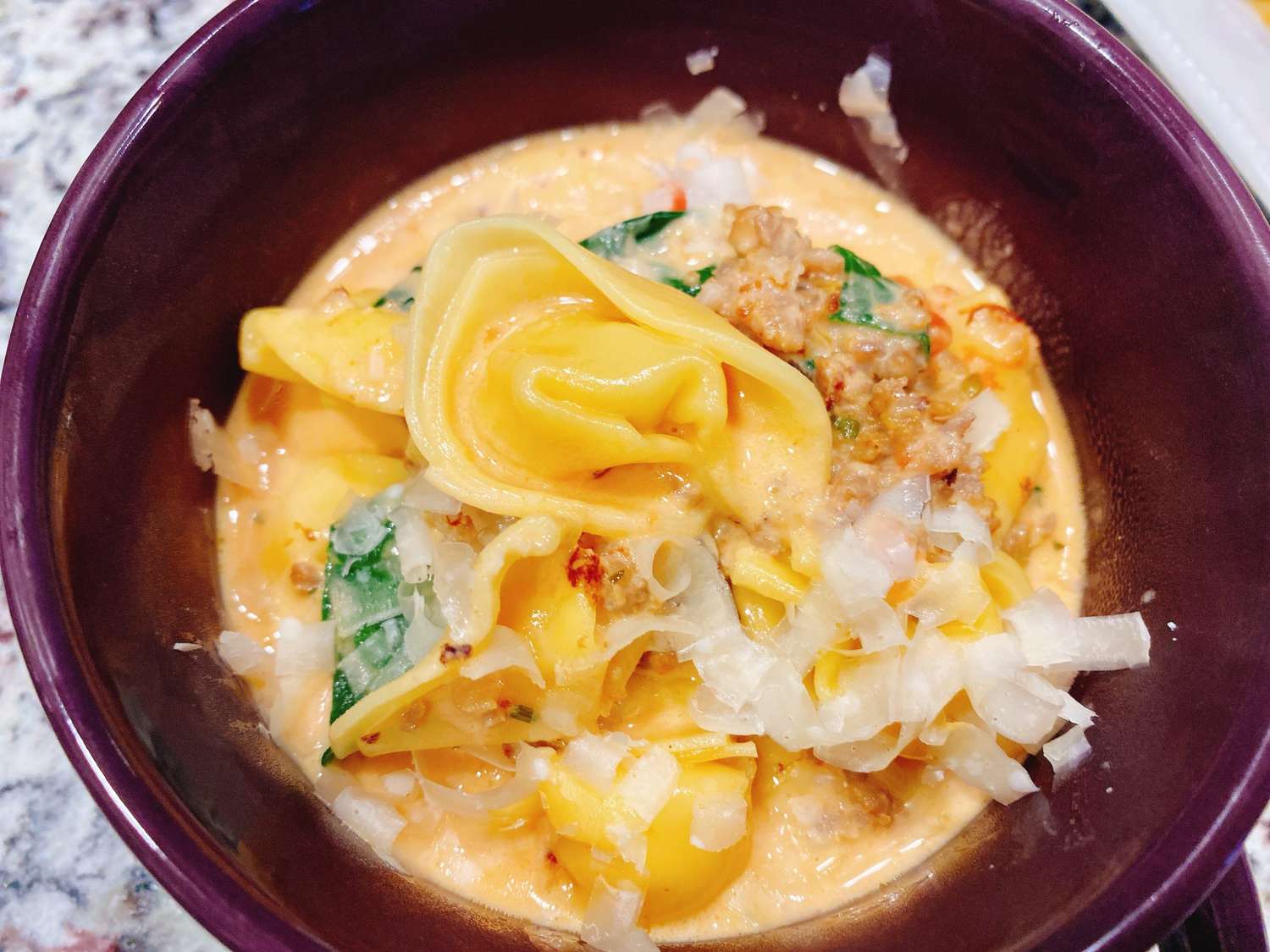 Velvety Tortellini Soup with Spinach and Boursin