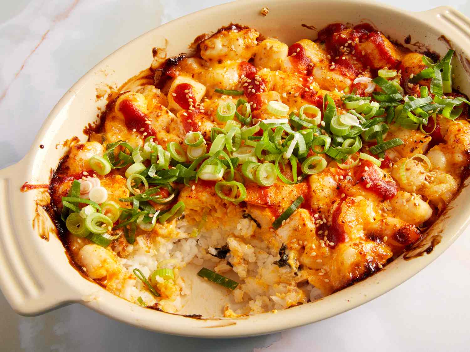 Spicy Seafood Dynamite Rice Bake