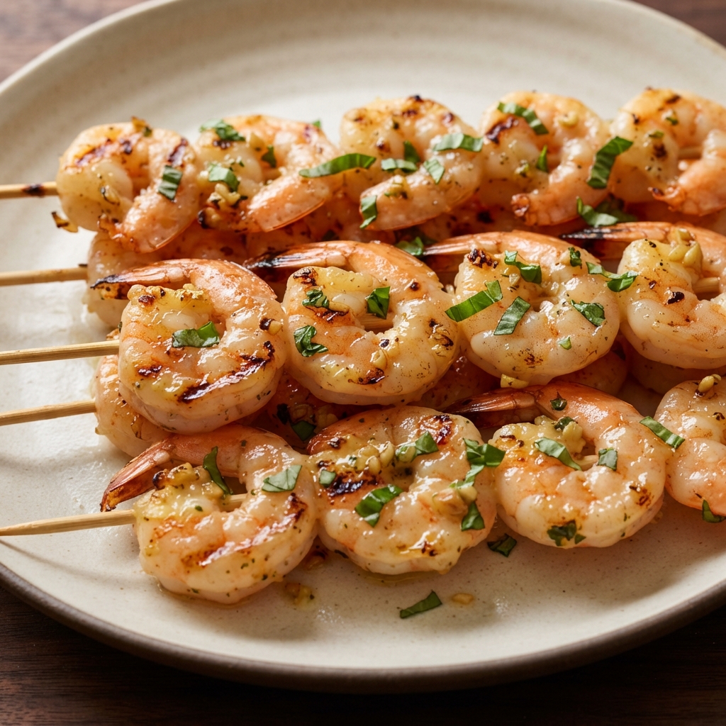 Lemon-Basil Grilled Shrimp Skewers