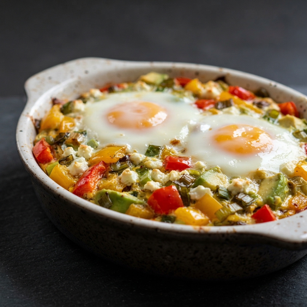 Vegetable Egg Gratin with Avocado and Feta
