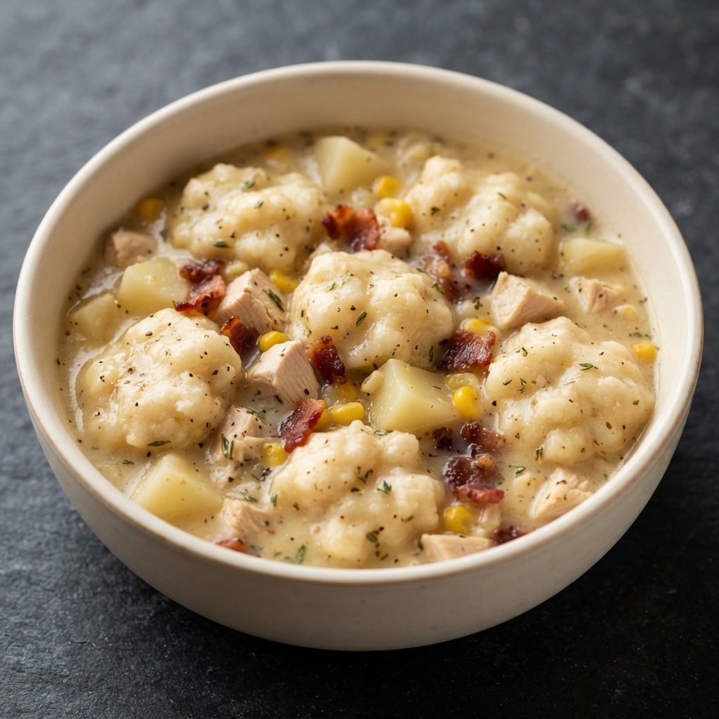 Chicken and Dumplings with Bacon