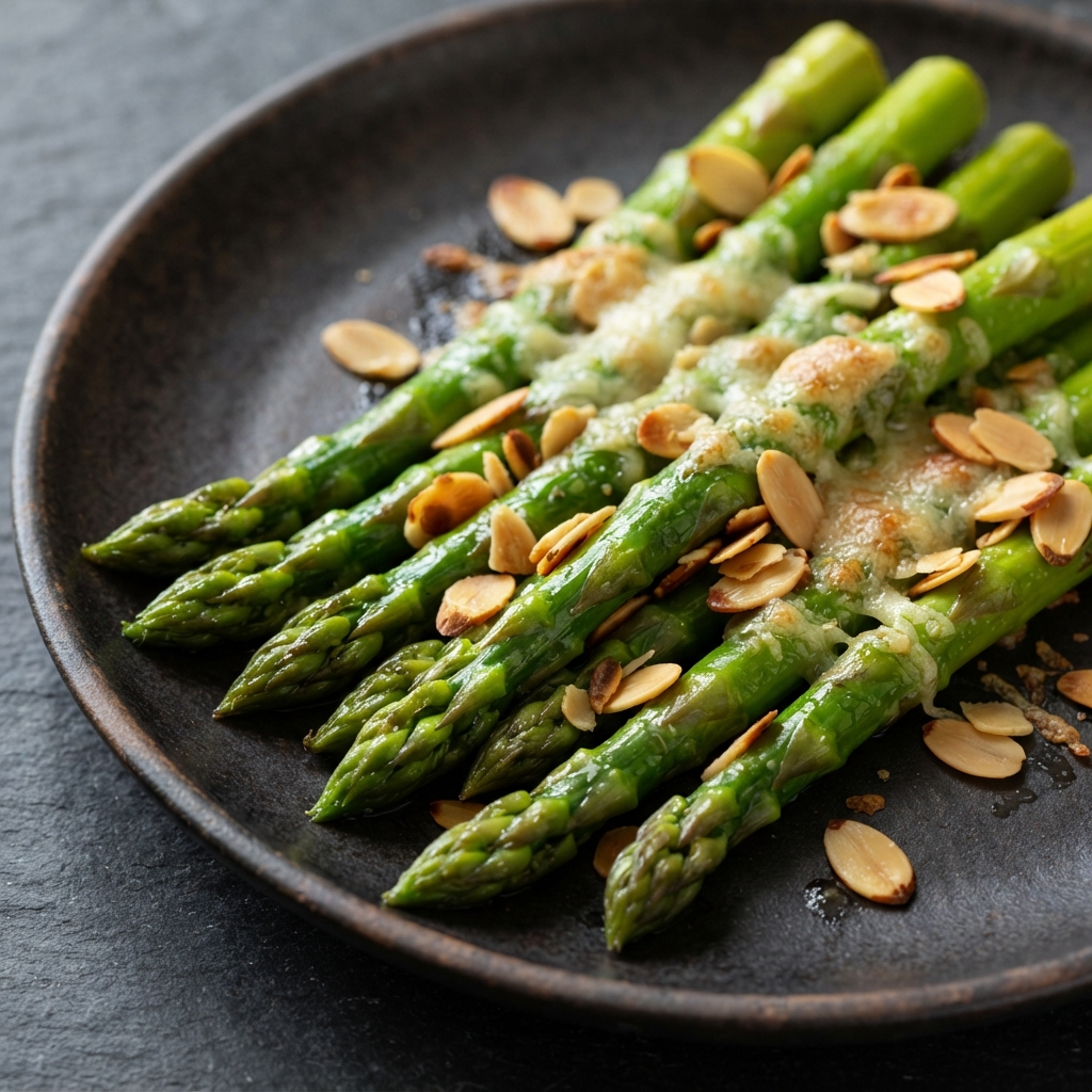 Asparagus with Sliced Almonds and Parmesan Cheese