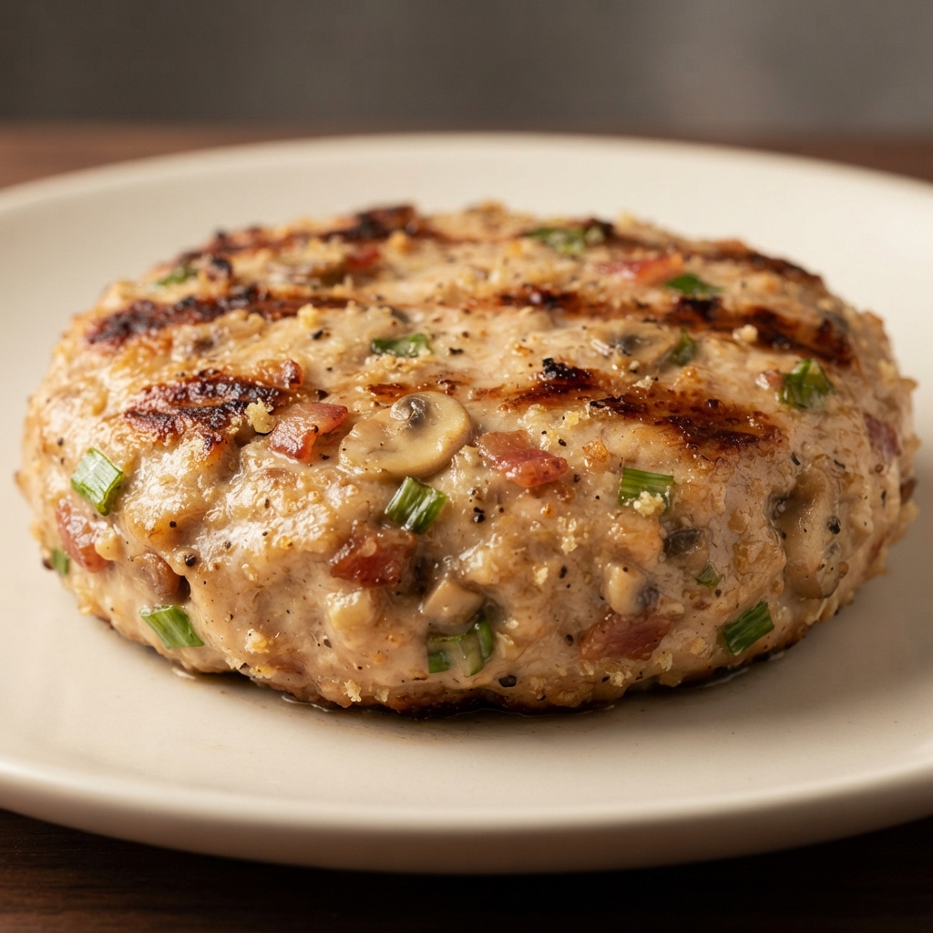 Turkey Burgers with Bacon and Mushrooms