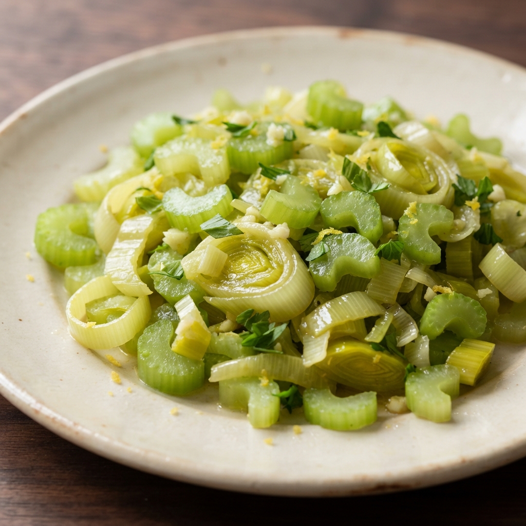 Butter-Bright Celery with Leeks