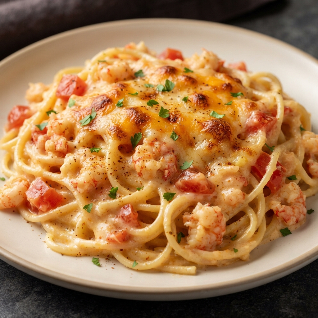 Baked Crawfish Spaghetti Casserole