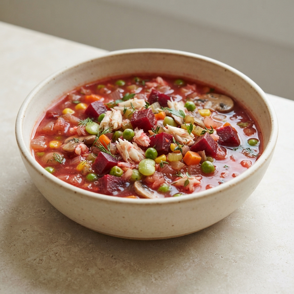Beet and Crab Vegetable Chowder