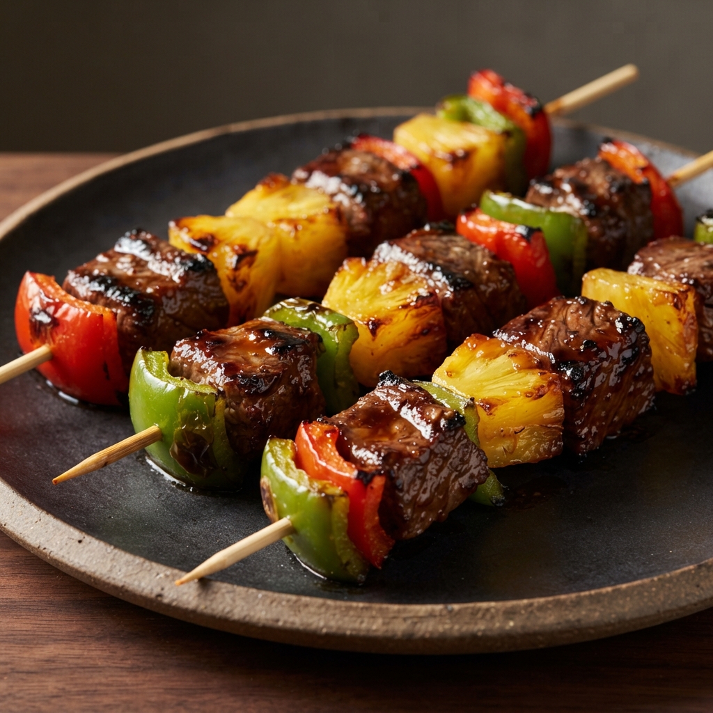 Pineapple Teriyaki Beef Skewers