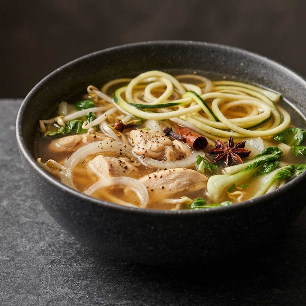 Chicken Pho with Zucchini Noodles