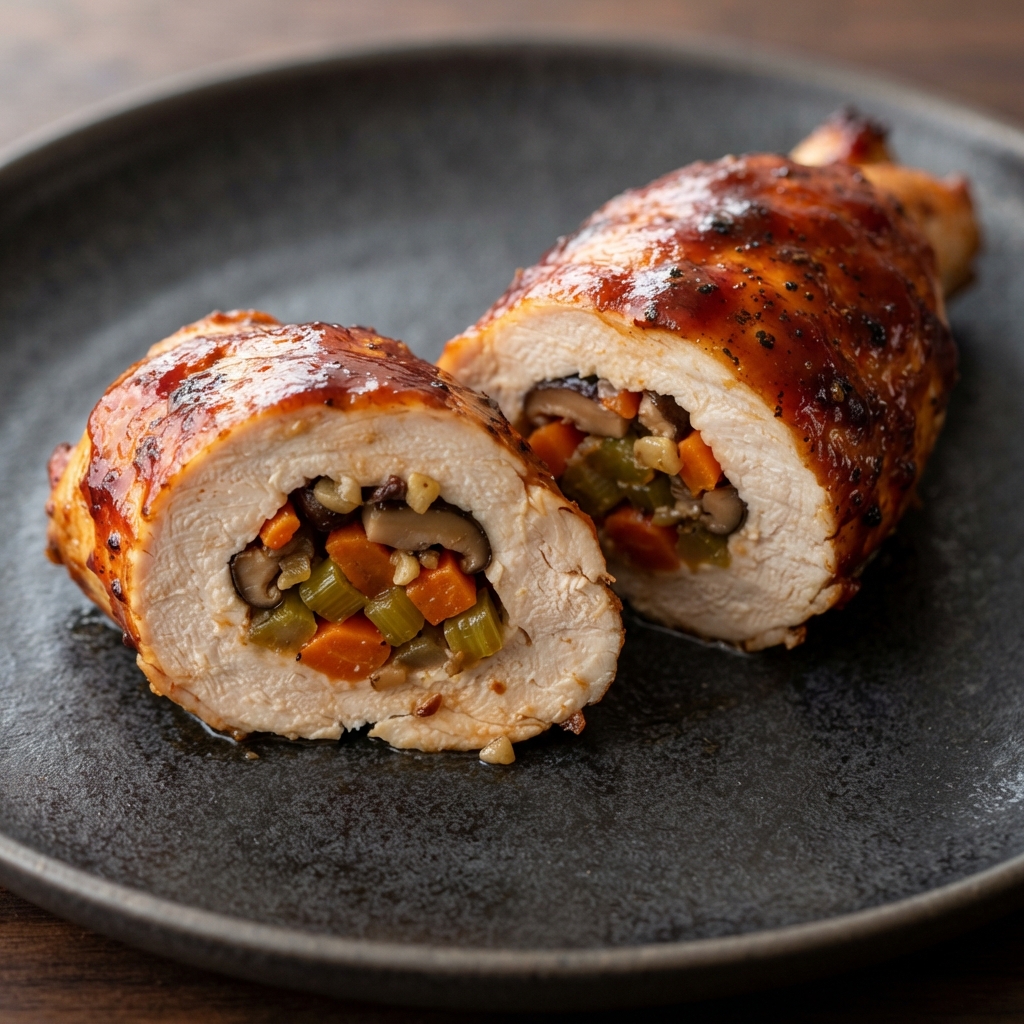 Barbecue-Roasted Chicken Breasts Stuffed with Vegetables