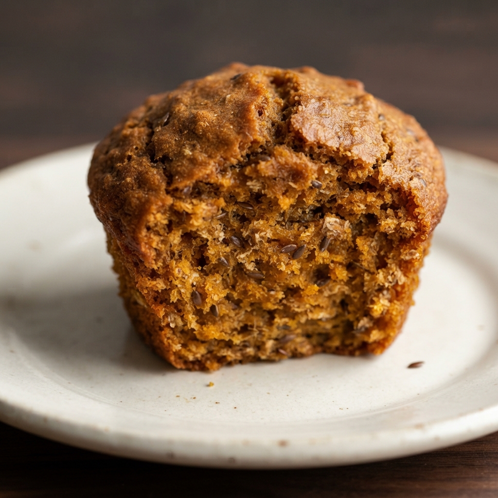 Pumpkin Muffins with Whole Wheat, Oat Bran, and Flaxseed