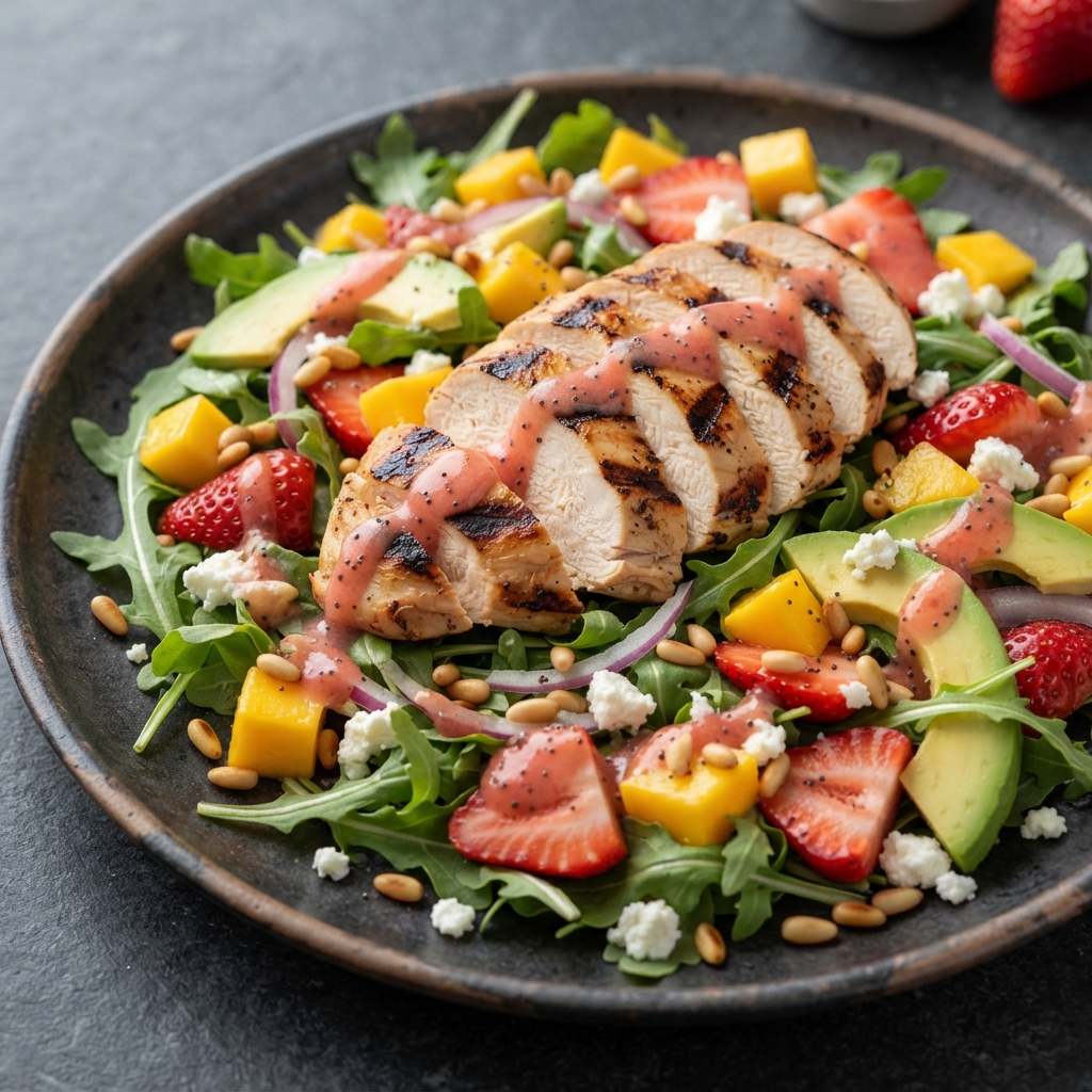 Grilled Chicken Salad with Strawberries and Mango
