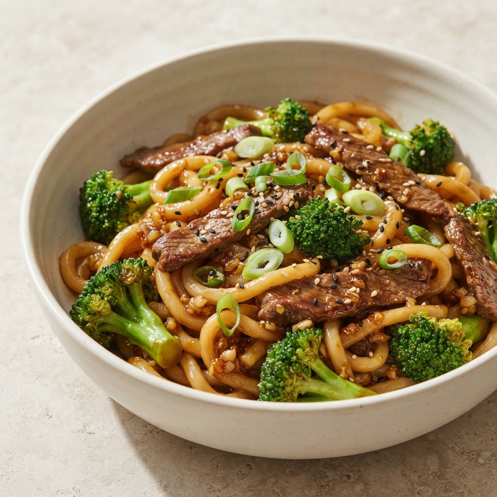 Beef and Broccoli Udon Noodles